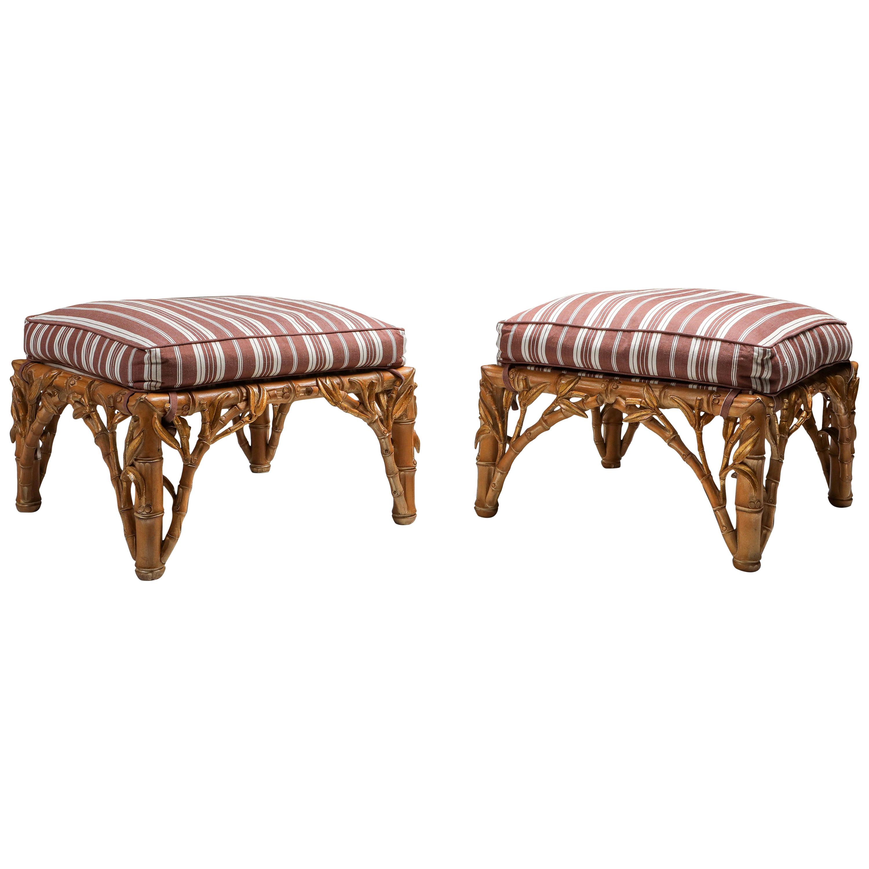 Bamboo Pair of Ottoman, Arpex, Italy, 1970s For Sale