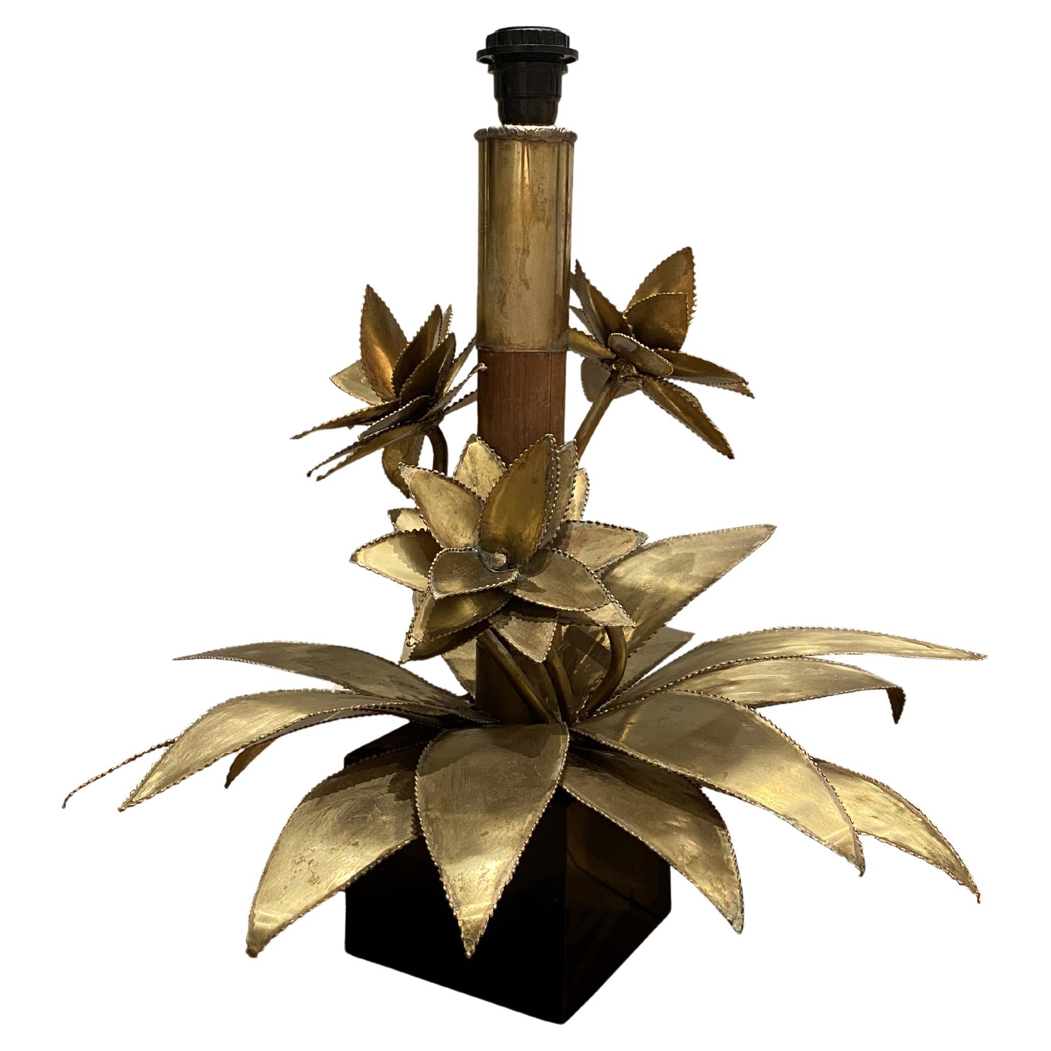 Bamboo « Palm » Table Lampe by Christian Techoueyres for Maison Jansen, 1970s For Sale