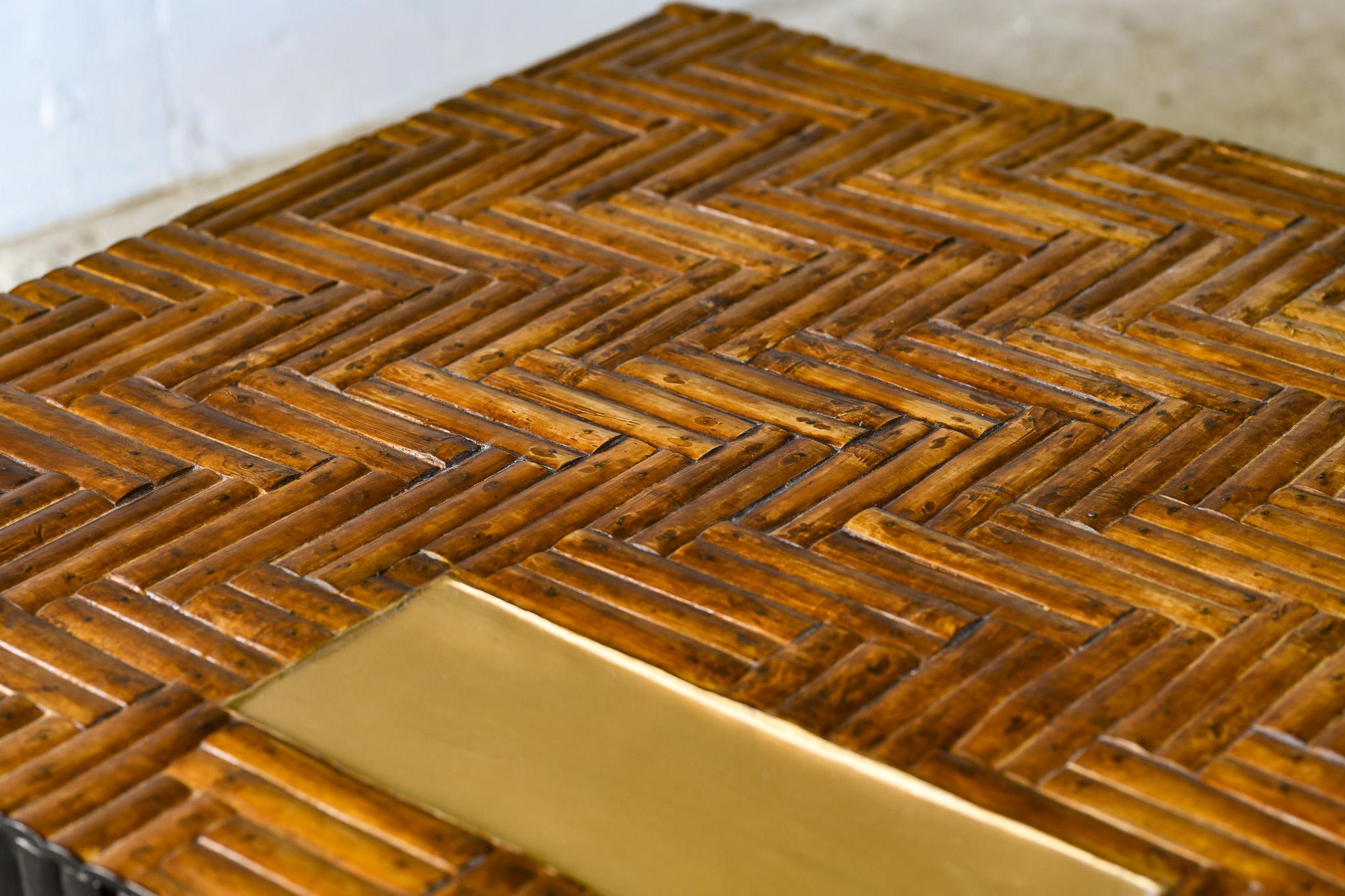Philippin Table basse en parqueterie de bambou style moderne du milieu du siècle dernier en vente