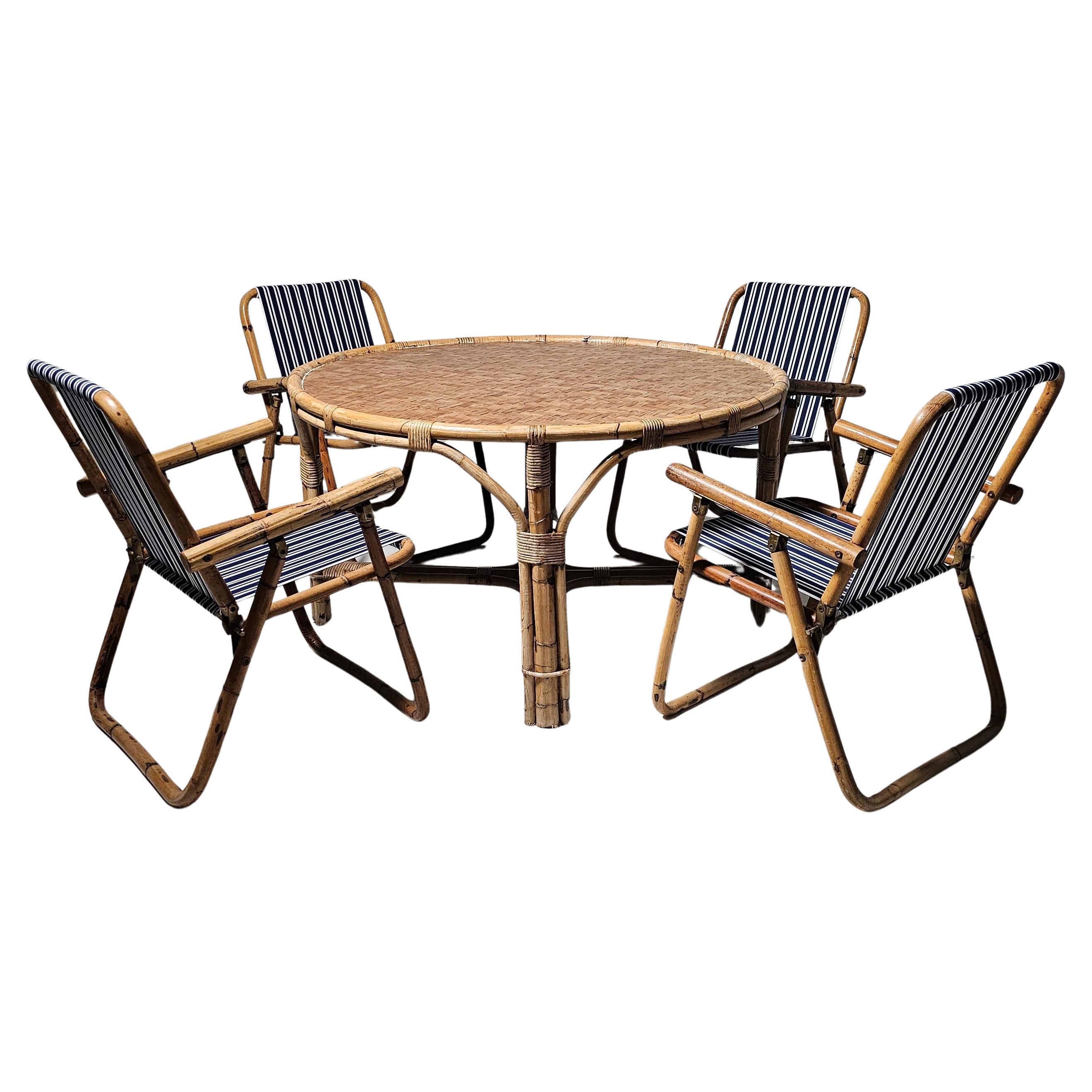 Ensemble de salle à manger "patio" en bambou, Italie, années 1960 en vente