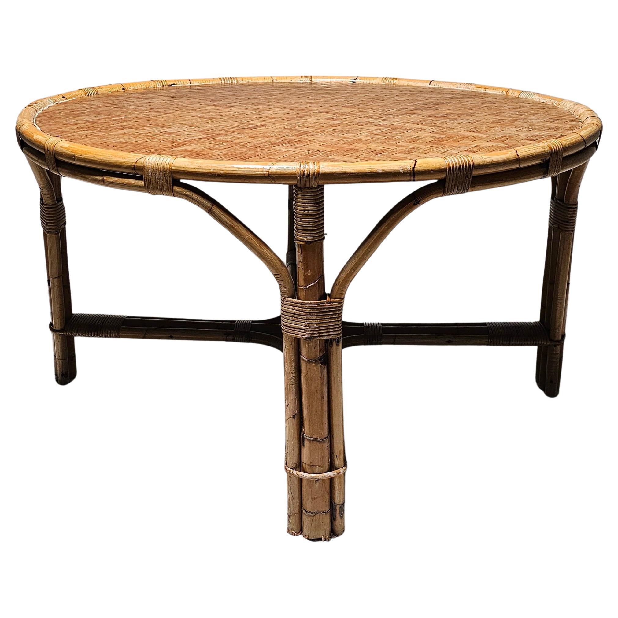Table de salle à manger "patio" en bambou, Italie, années 1960