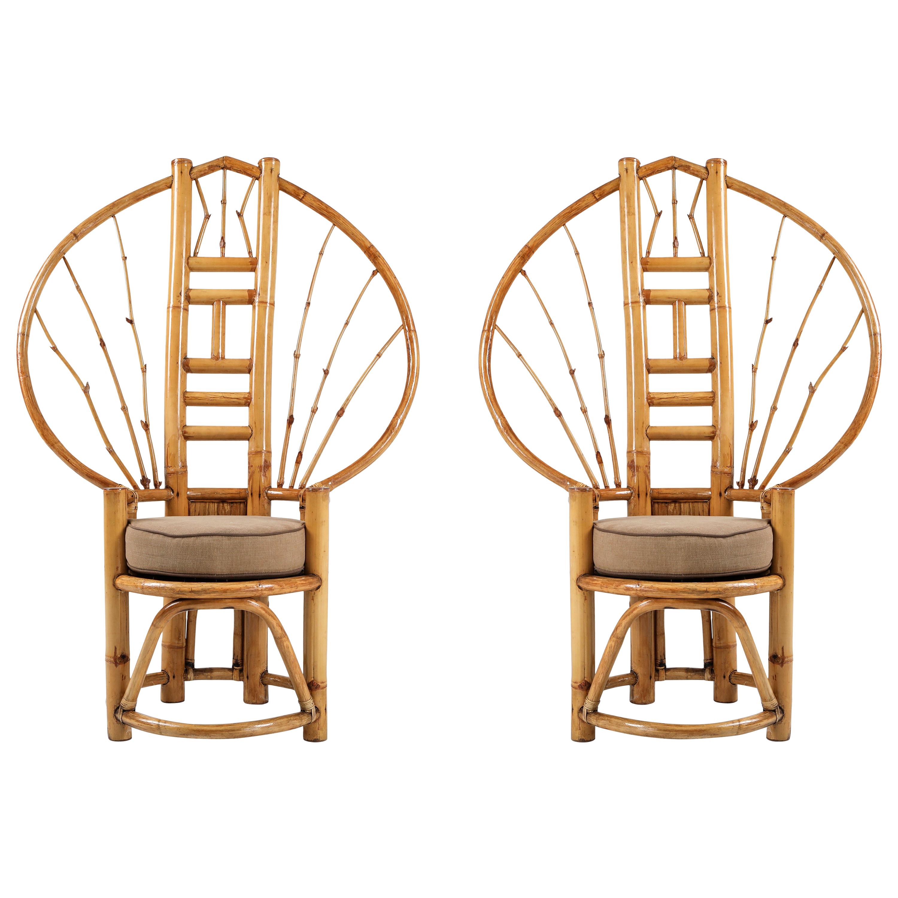European Bamboo Peacock Chairs in the Style of Albini