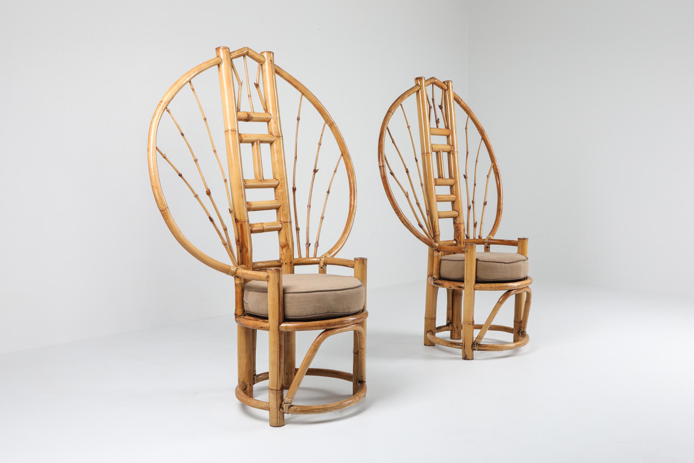 Bamboo Peacock Chairs in the Style of Albini In Excellent Condition In Antwerp, BE