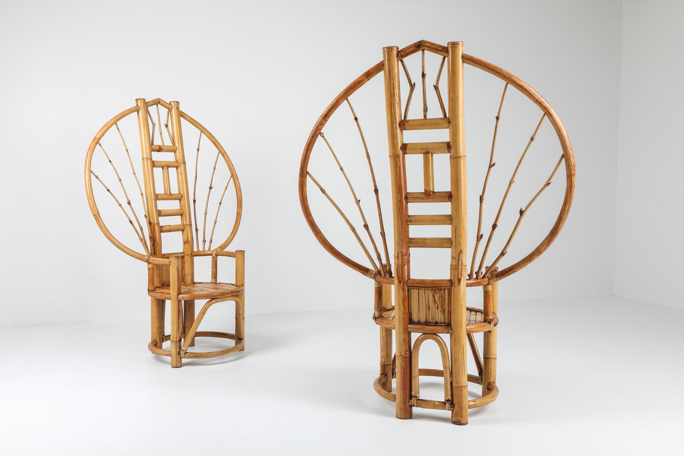Bamboo Peacock Chairs in the Style of Albini 1