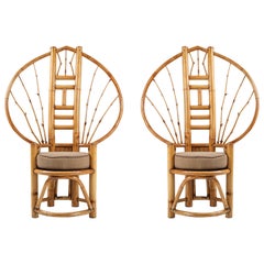 Vintage Bamboo Peacock Chairs in the Style of Albini