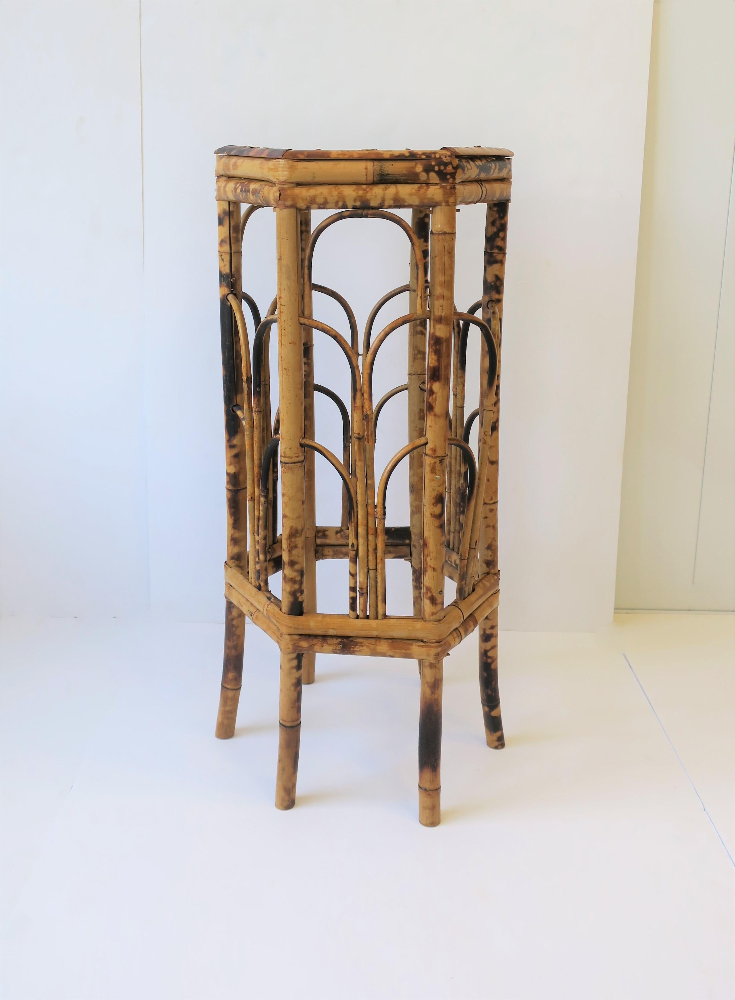 Art Deco Bamboo Pedestal Column Table