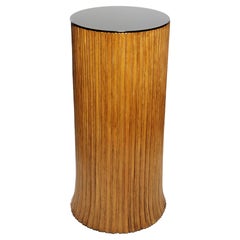 Bamboo Pedestal with Black Glass Top