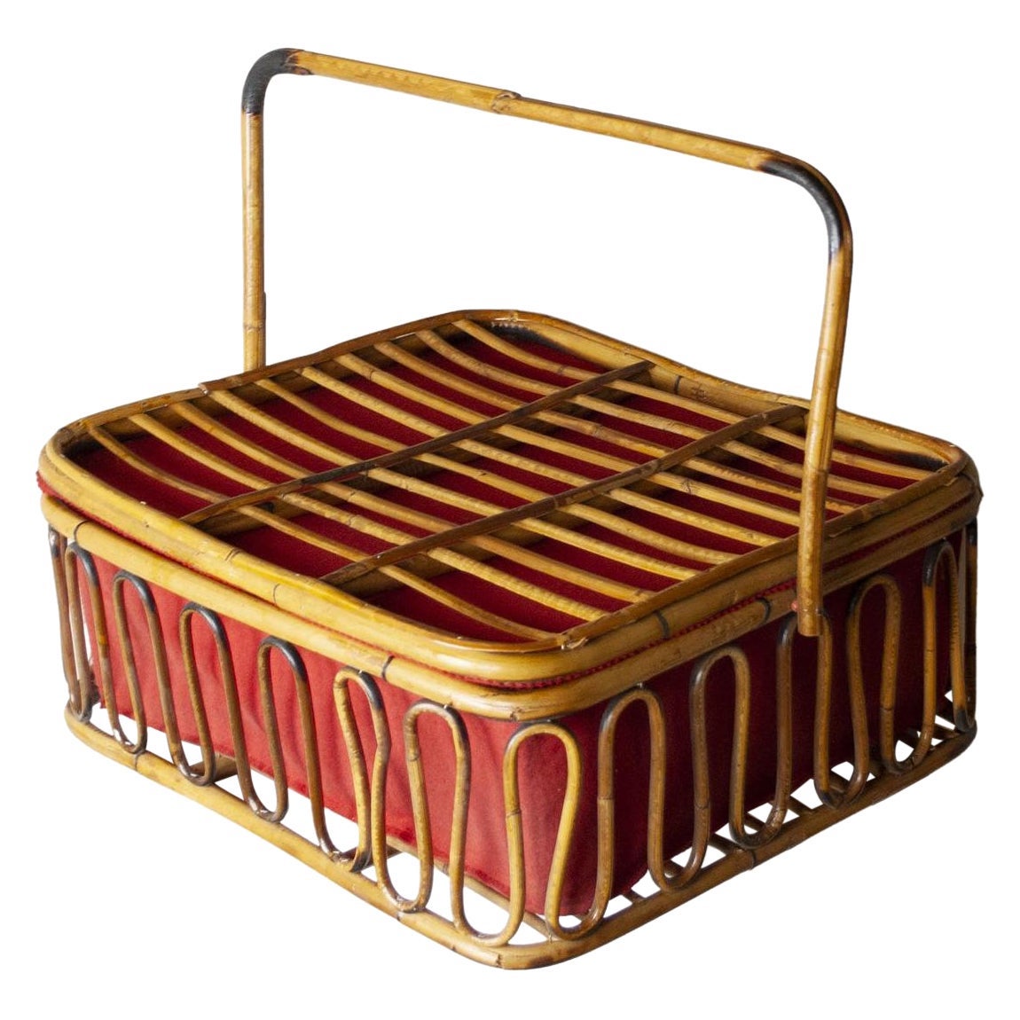 Porte-couverts de pique-nique en bambou, style « Mid-Century Modern », Italie, CIRCA 1966