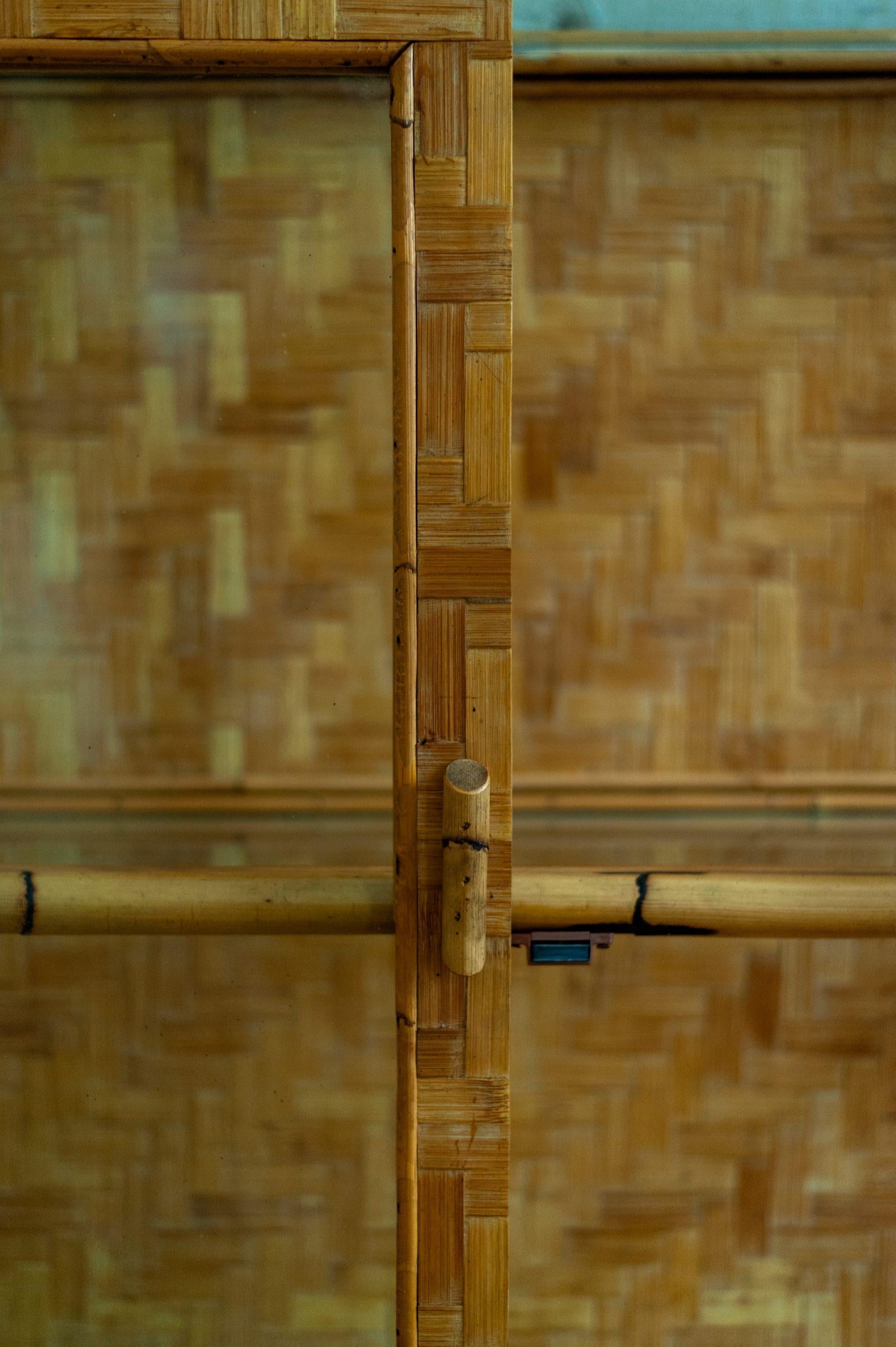 Bamboo, Pressed Bamboo and Glass Display Cabinet – 1970s For Sale 5