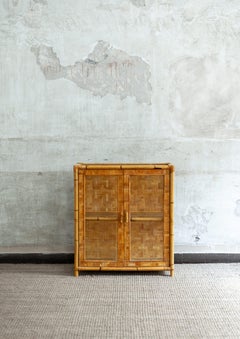 Bamboo, Pressed Bamboo and Glass Display Cabinet – 1970s