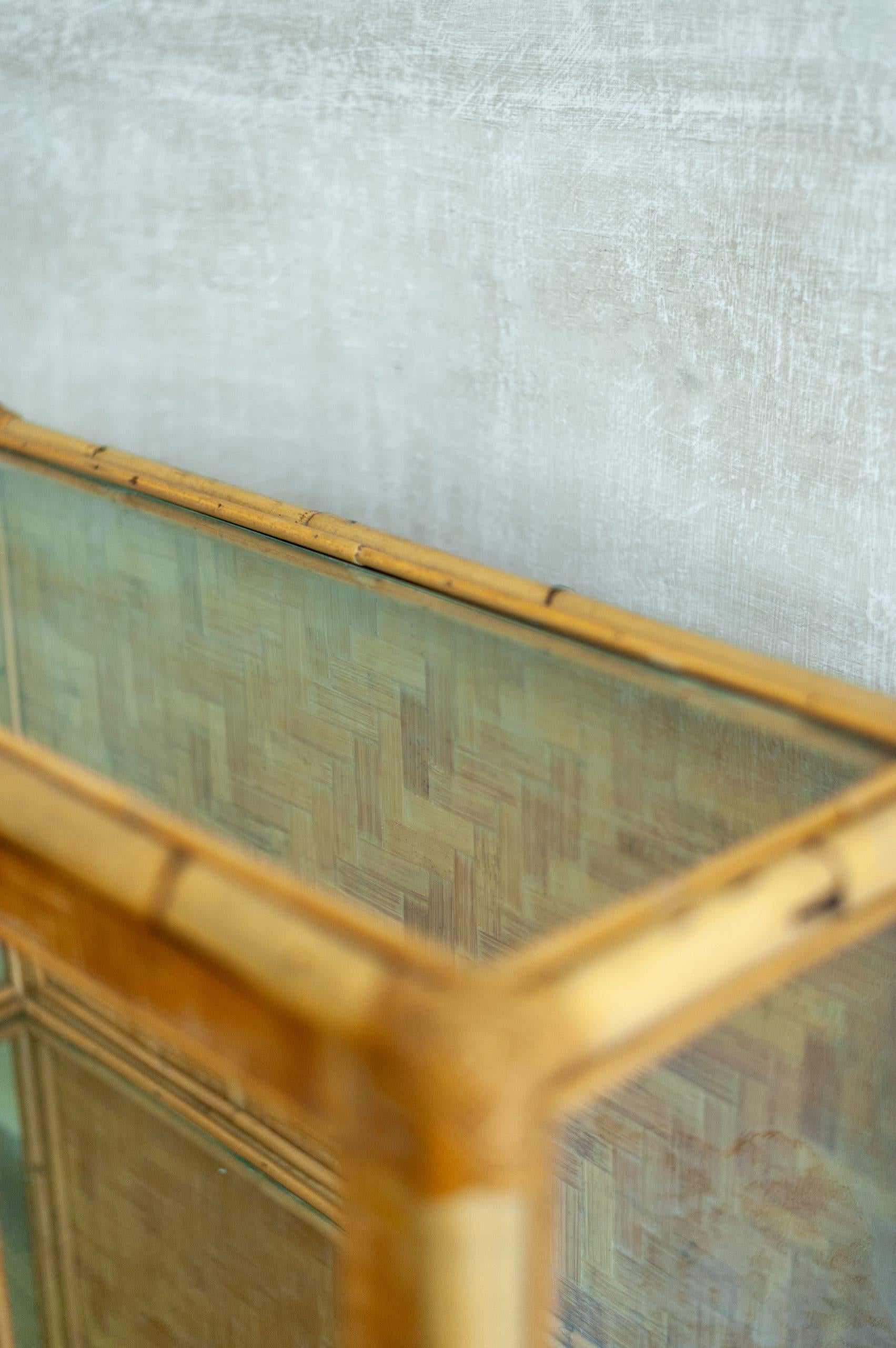 Bamboo, Pressed Bamboo and Glass Display Cabinet – 1970s For Sale 3