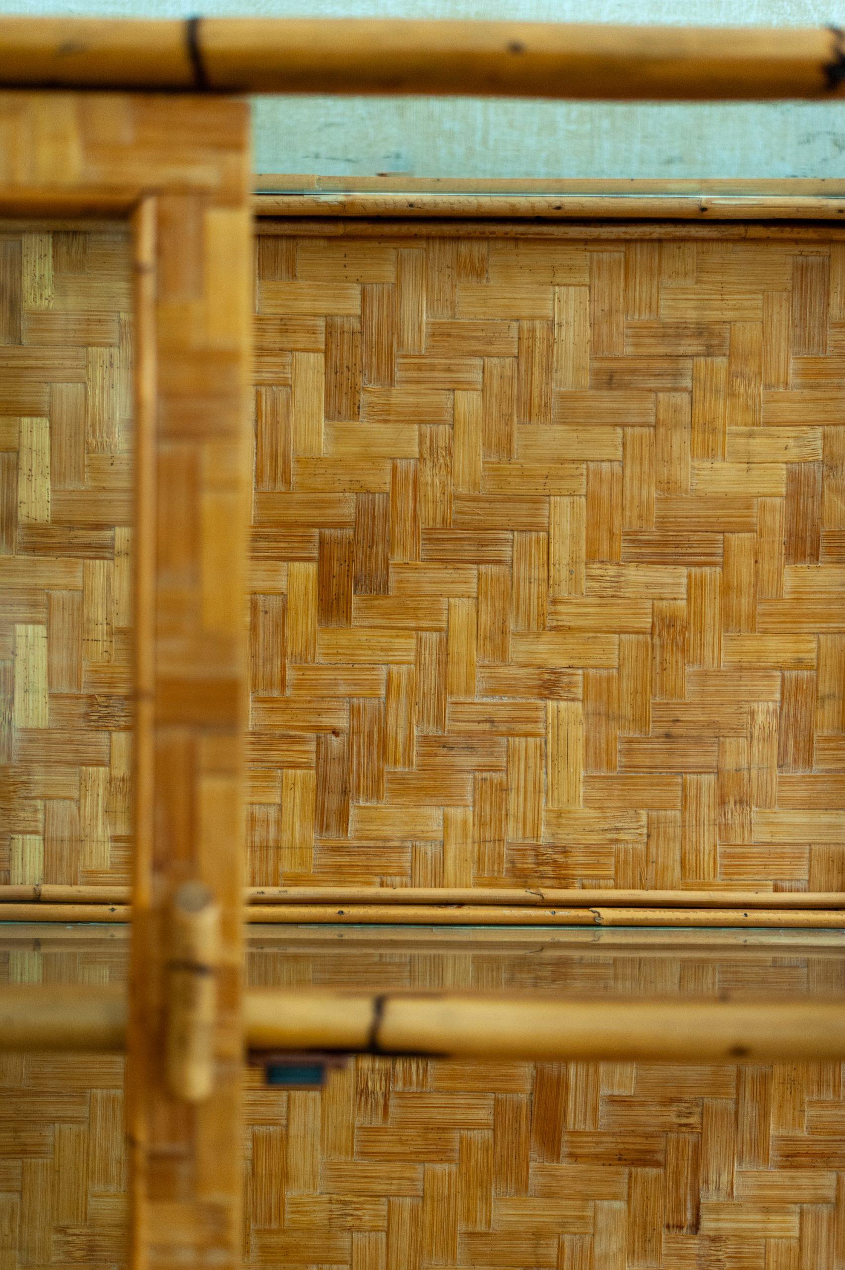 Bamboo, Pressed Bamboo and Glass Display Cabinet – 1970s For Sale 4