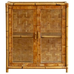 Bamboo, Pressed Bamboo and Glass Display Cabinet – 1970s