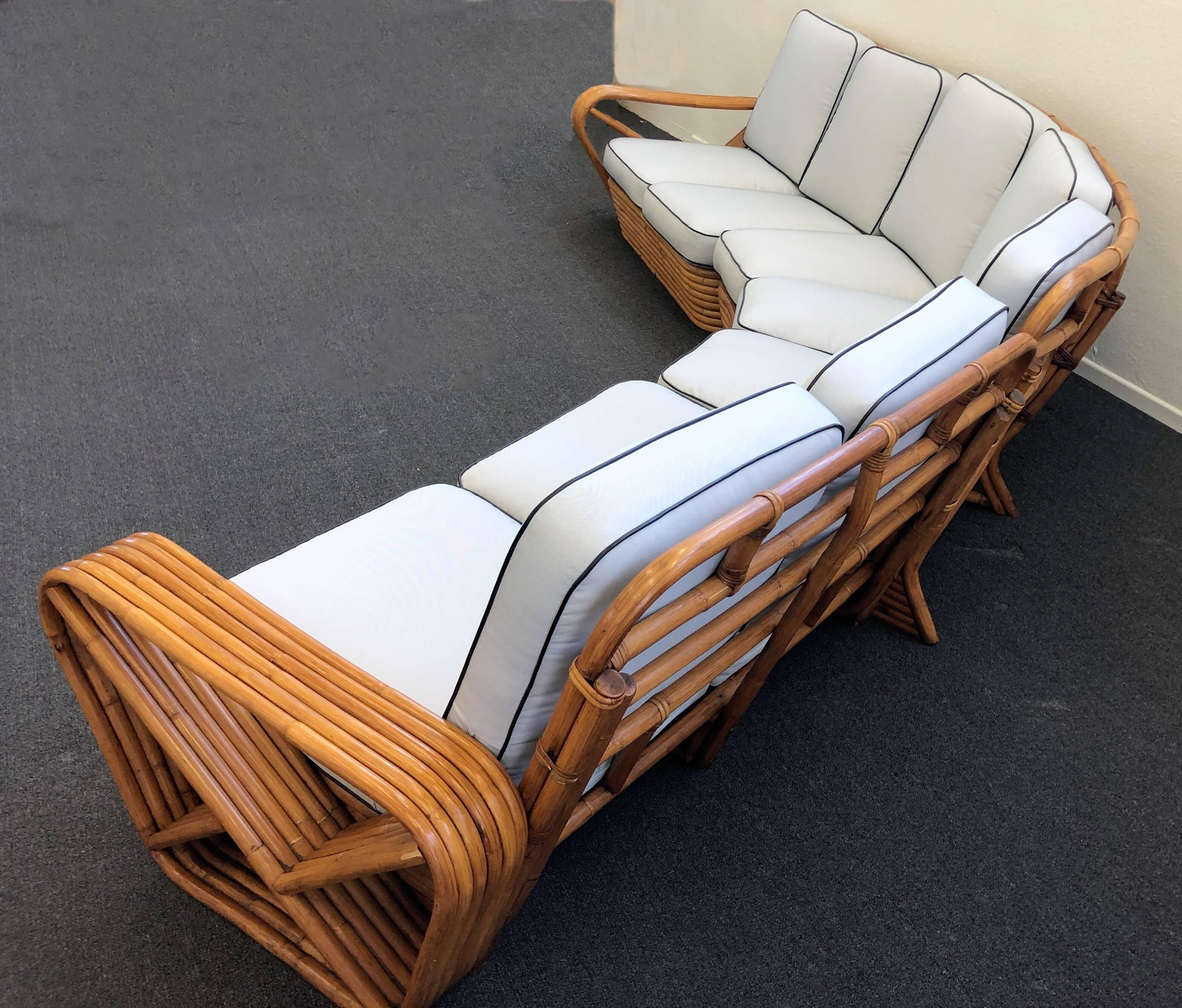 Mid-Century Modern Bamboo Pretzel Sectional Sofa by Paul Frankl