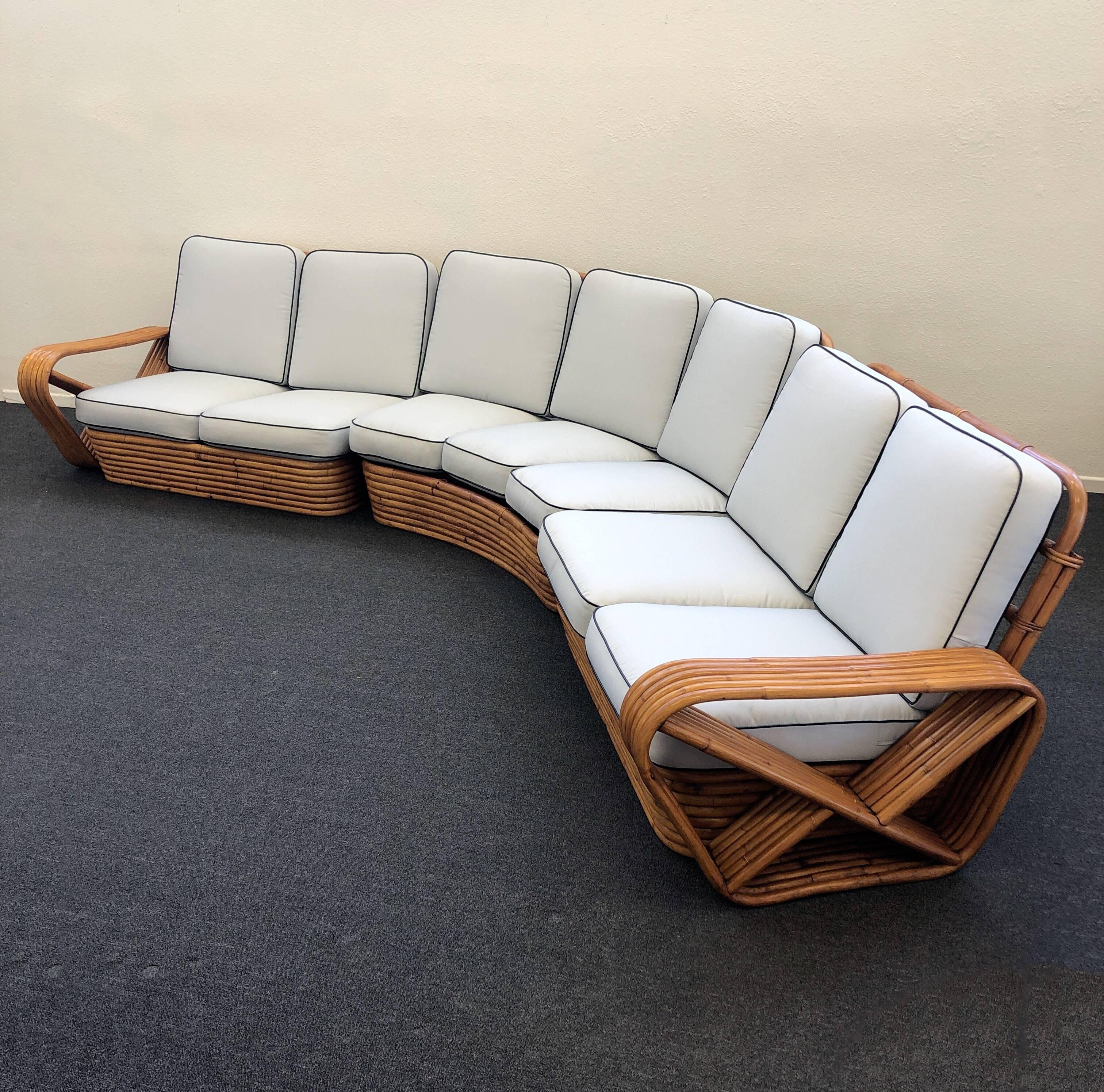 Bamboo Pretzel Sectional Sofa by Paul Frankl In Good Condition In Palm Springs, CA