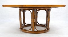 Bamboo Rattan 30” Square c1970s Mid Century Modern Coffee Table MINT