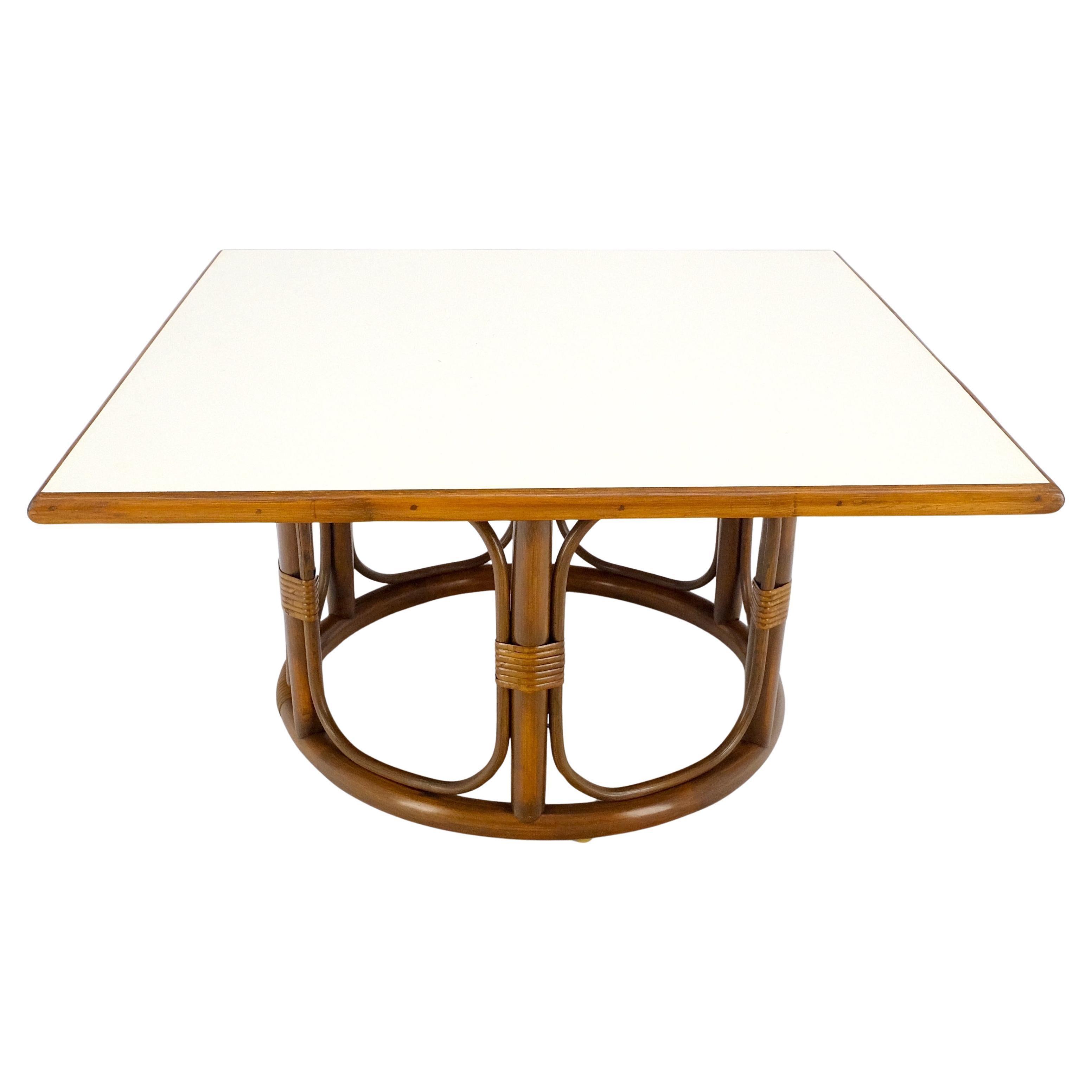 Bamboo Rattan 30” Square c1970s Mid Century Modern Coffee Table MINT For Sale