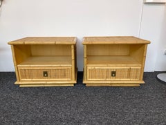 Bambus-Rattan- und Messing-Beistelltische von Dal Vera, Italien, 1970er Jahre