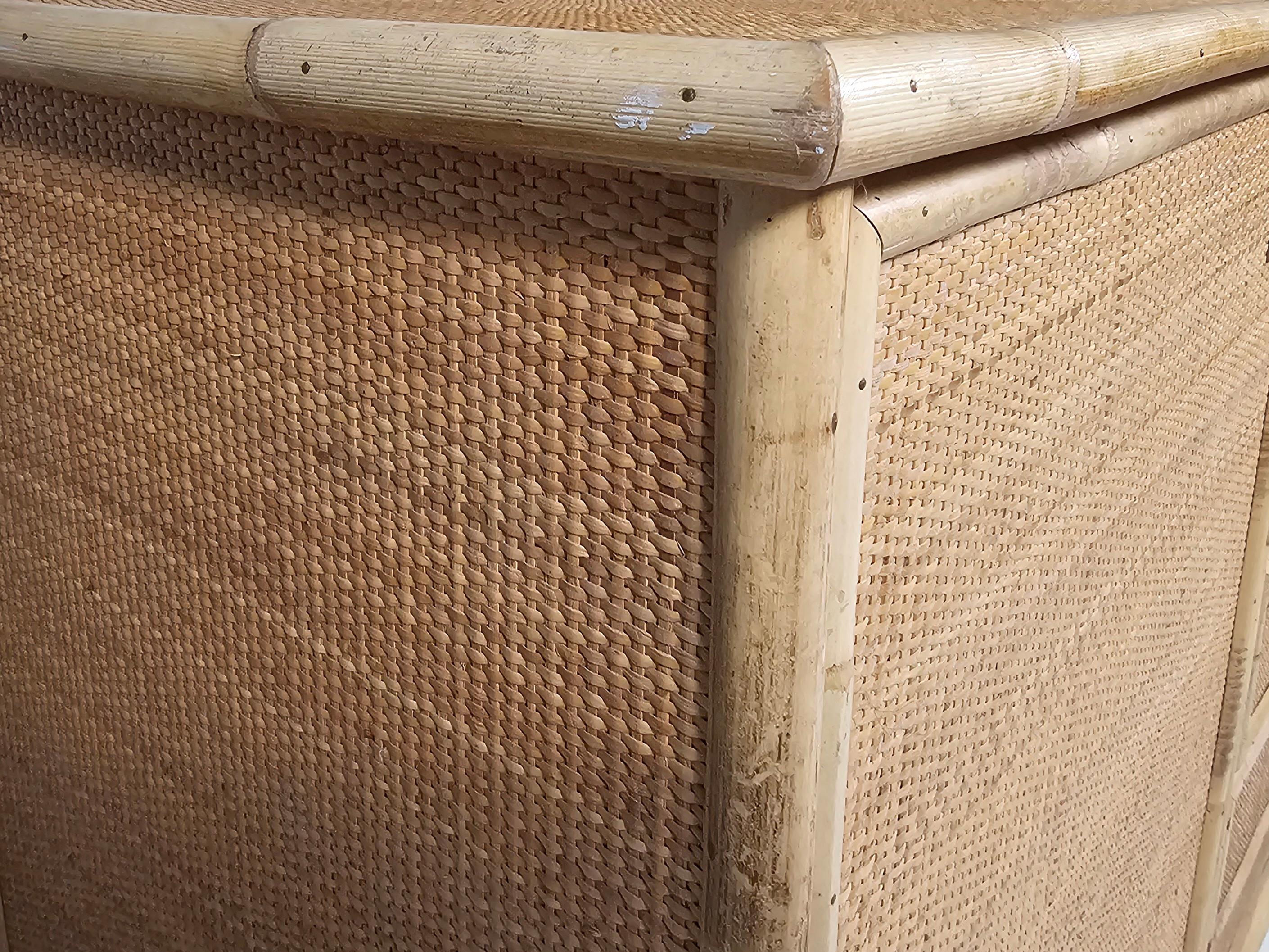 Armadio in bambù, rattan e ottone di Dal Vera, Italia, anni '70 in vendita 1