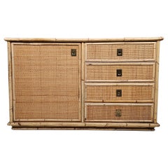 Bamboo/Rattan and Brass cabinet by Dal Vera, Italy, 1970s
