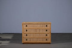 Bamboo/Rattan and Brass Chest of Drawers by Dal Vera, Italy, 1970s