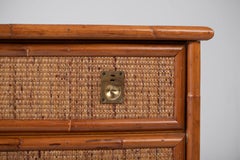 Bamboo/Rattan and Brass Chest of Drawers by Dal Vera, Italy, 1970s