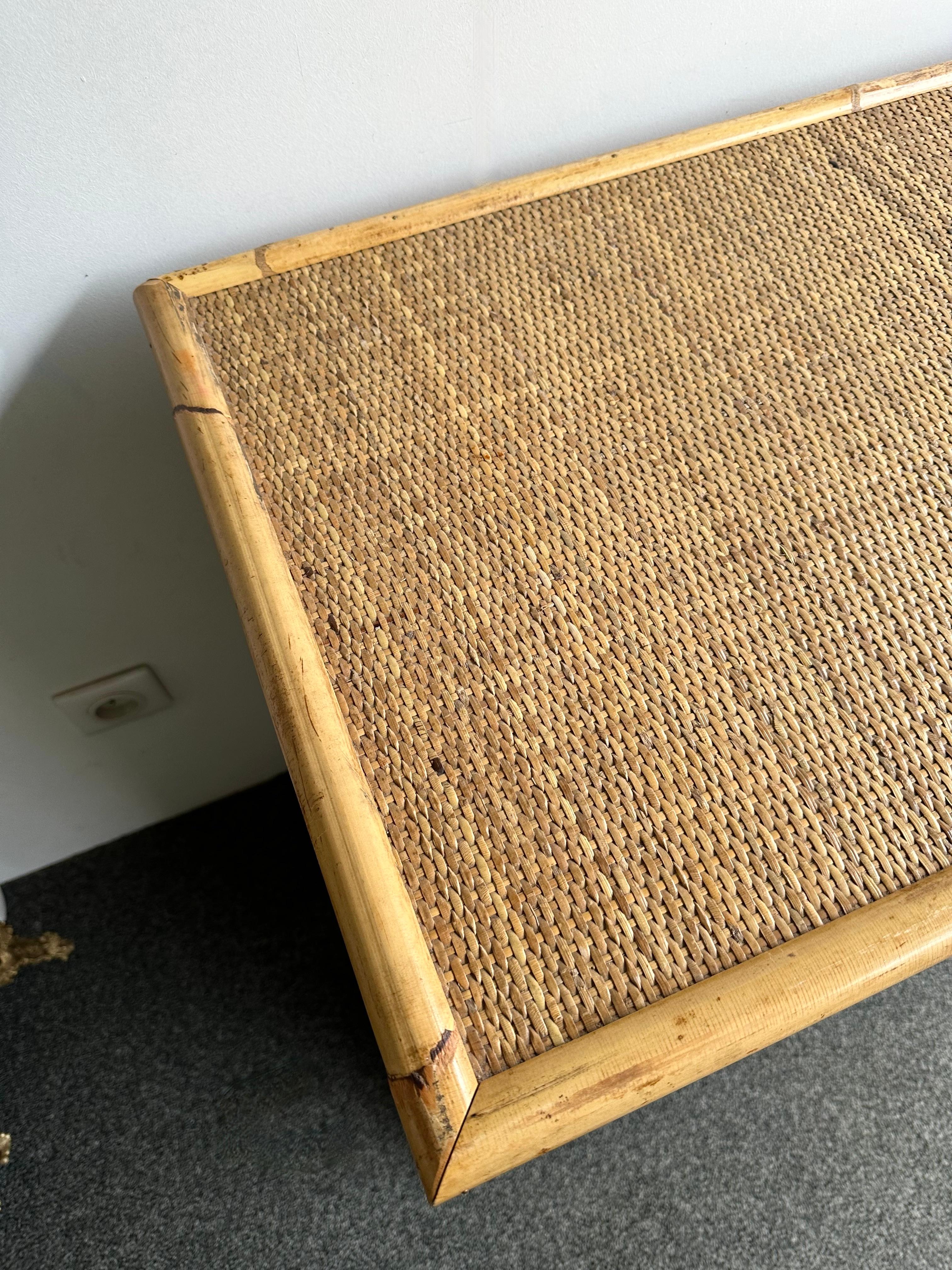 Bamboo Rattan and Brass Chest of Drawers by Dal Vera, Italy, 1970s For Sale 2