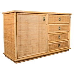 Bamboo, rattan and brass commode by Dal Vera, Italy, 1979