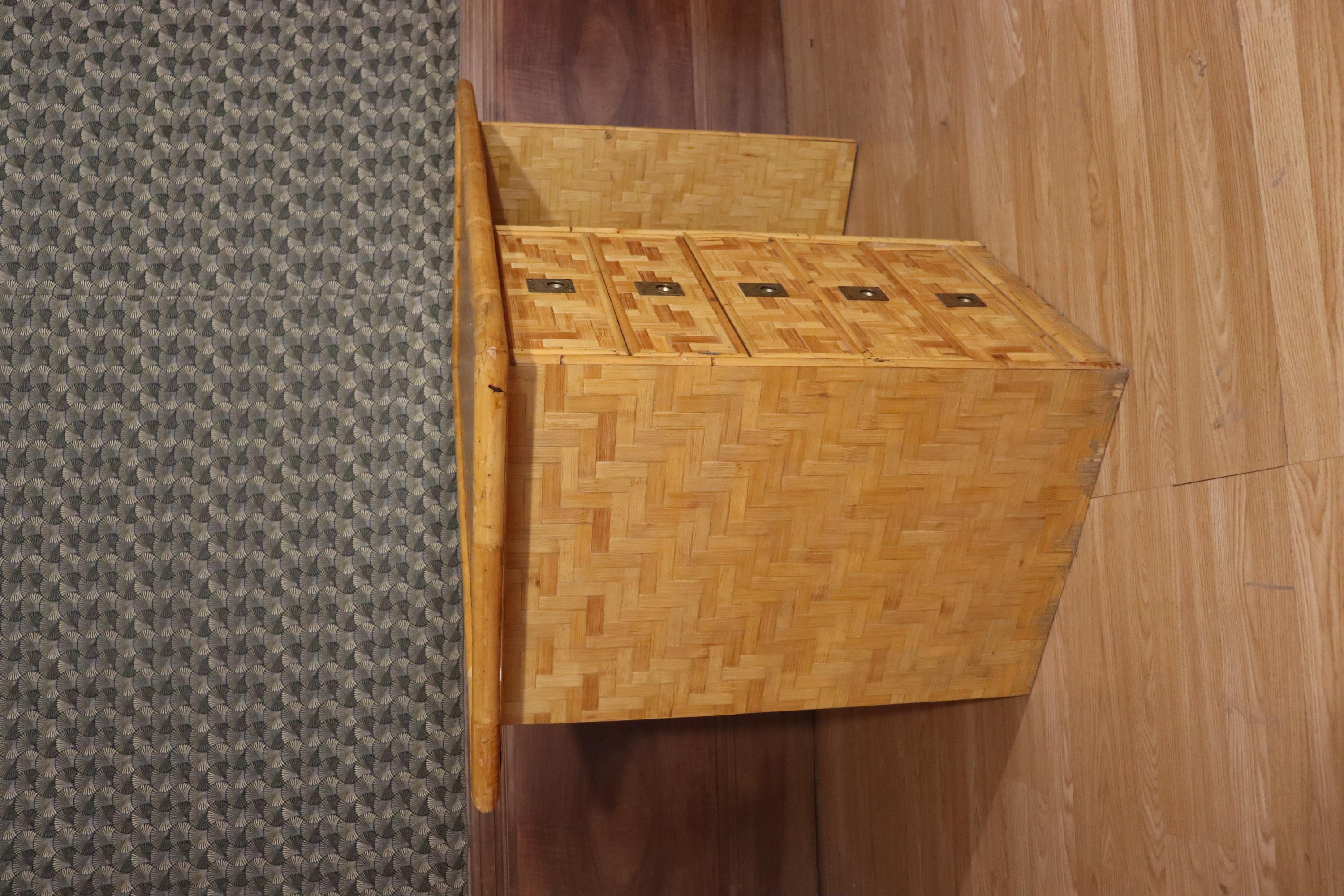 Bambù Scrivania in bambù, rattan e ottone di Dal Vera, Italia, anni '60 in vendita