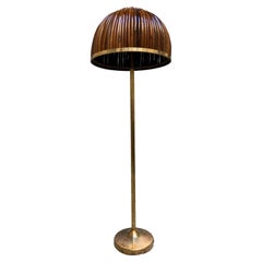 Bamboo, Rattan and Brass Floor Lamp, Italy 1990
