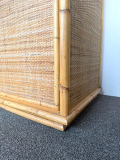 Bamboo Rattan and Brass Sideboard by Dal Vera, Italy, 1970s
