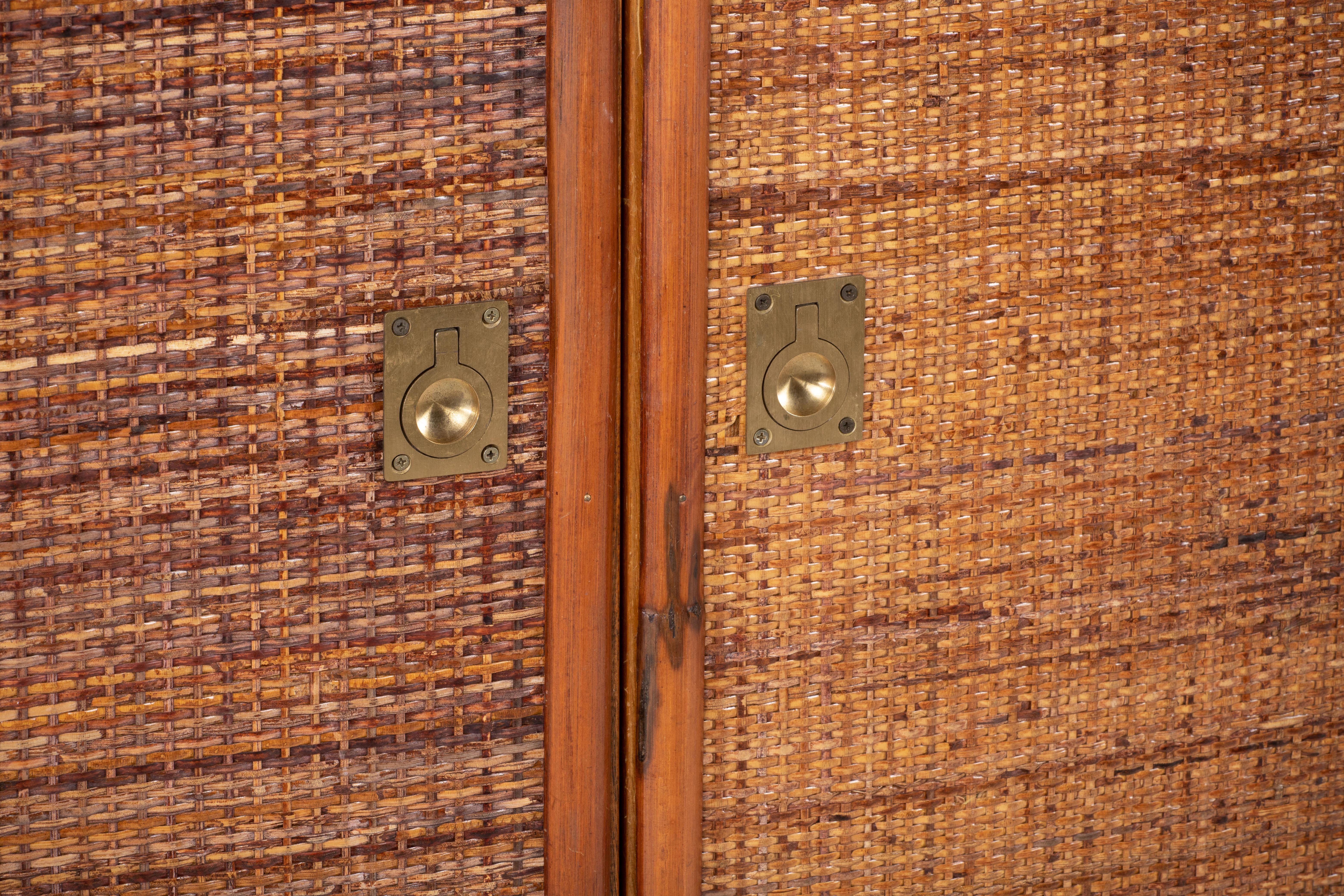 Bamboo/Rattan and Brass Wardrobe by Dal Vera, Italy, 1970s For Sale 5