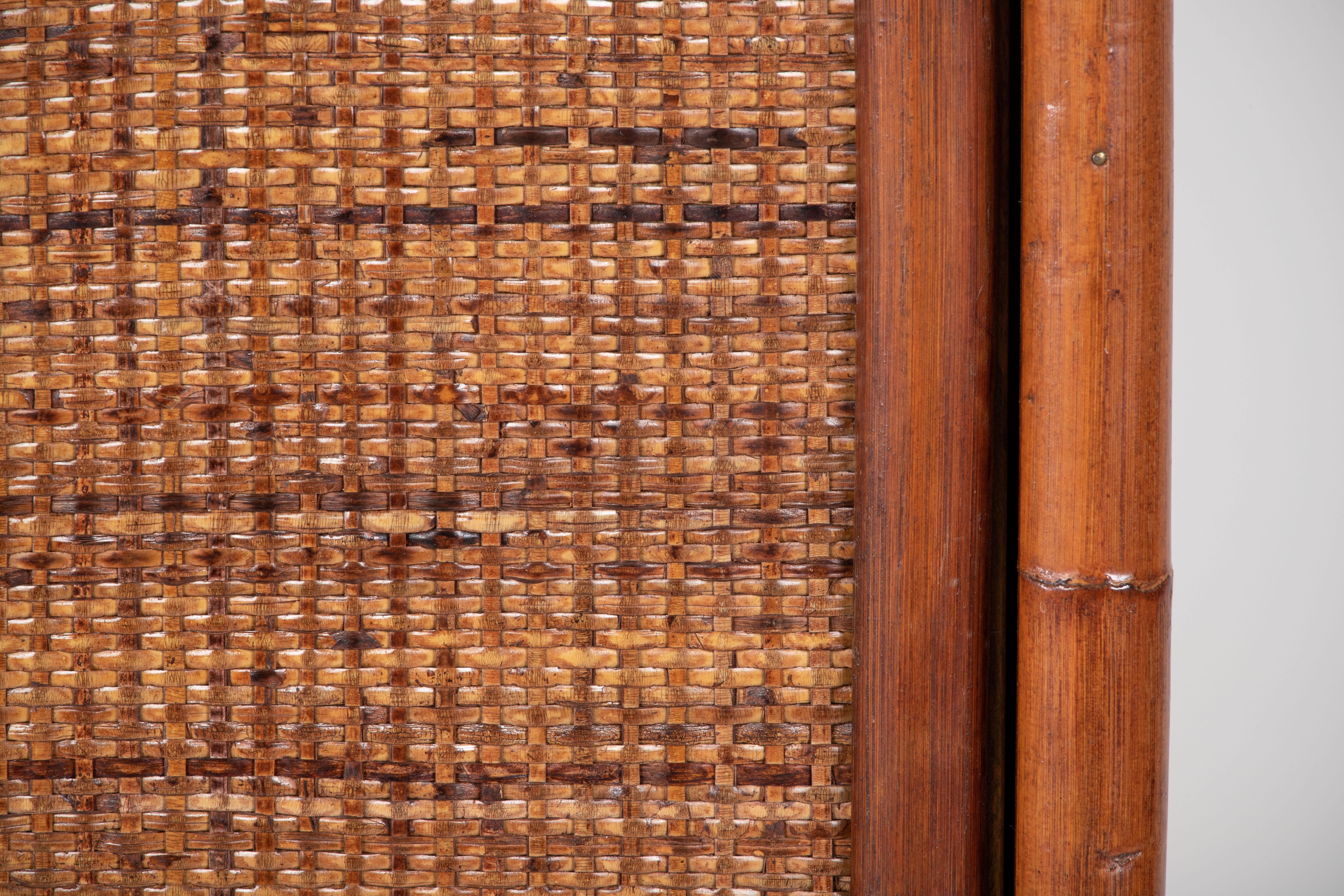 Bamboo/Rattan and Brass Wardrobe by Dal Vera, Italy, 1970s For Sale 6