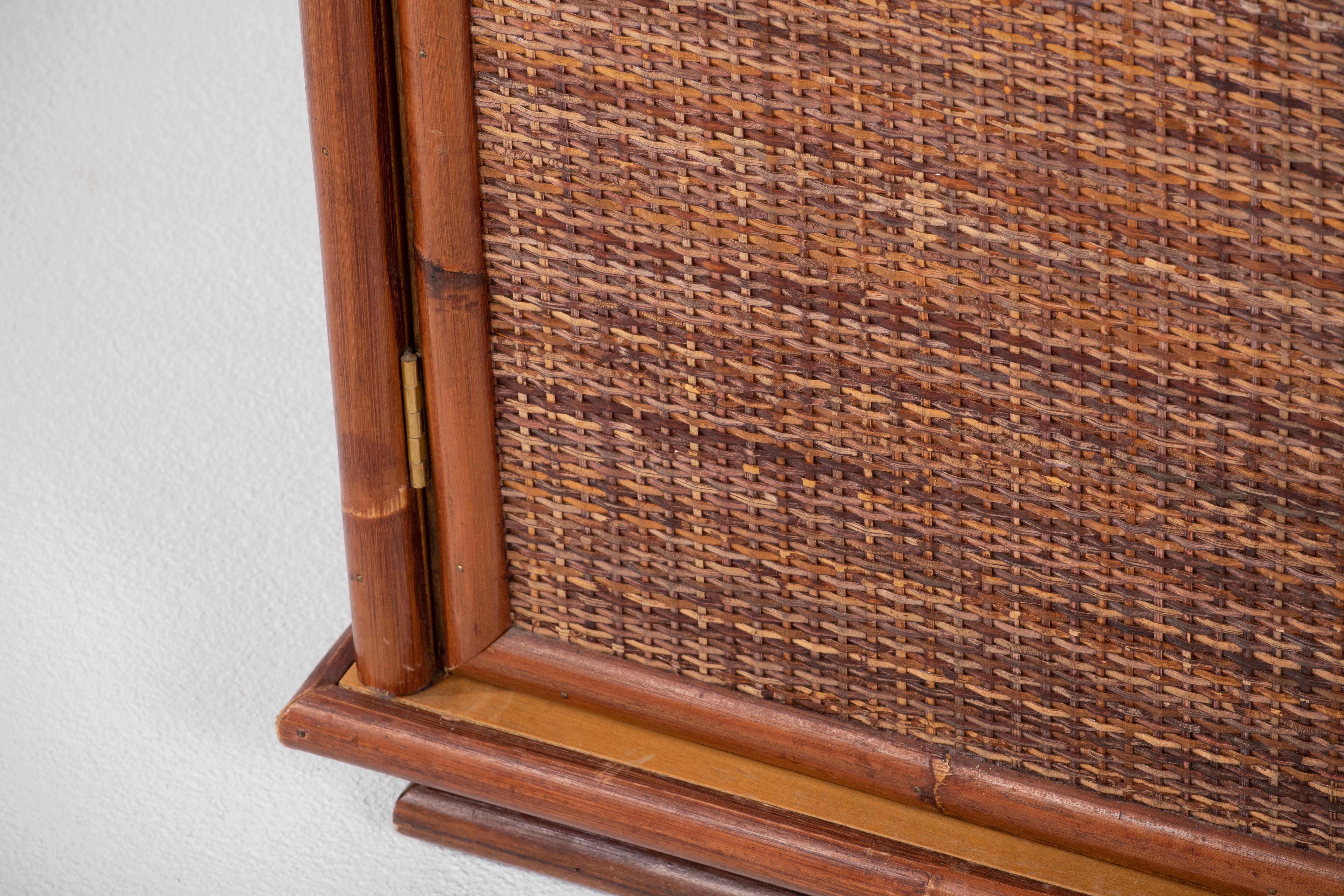 Armoire en bambou/ardoise et laiton de Dal Vera, Italie, 1970 en vente 8