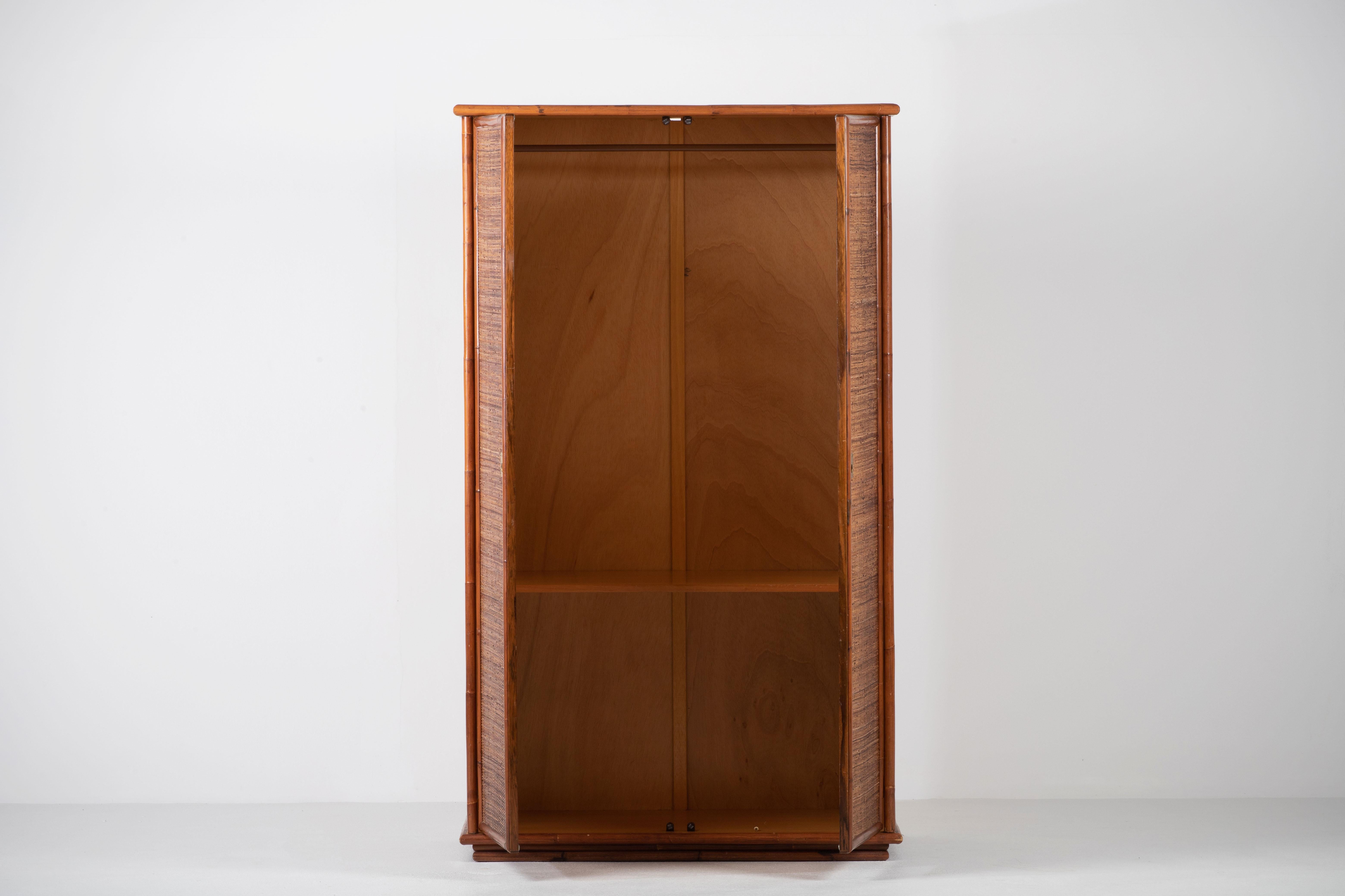 Armoire en bambou/ardoise et laiton de Dal Vera, Italie, 1970 en vente 12