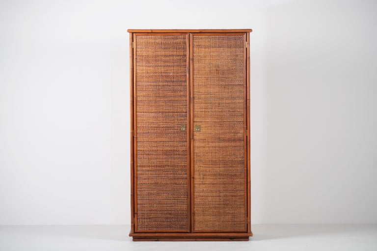 Kleiderschrank aus Bambus/Rattan und Messing von Dal Vera, Italien, 1970er  Jahre im Angebot bei 1stDibs Deutschland | kleiderschrank rattan, kleiderschrank  bambus, bambus kleiderschrank