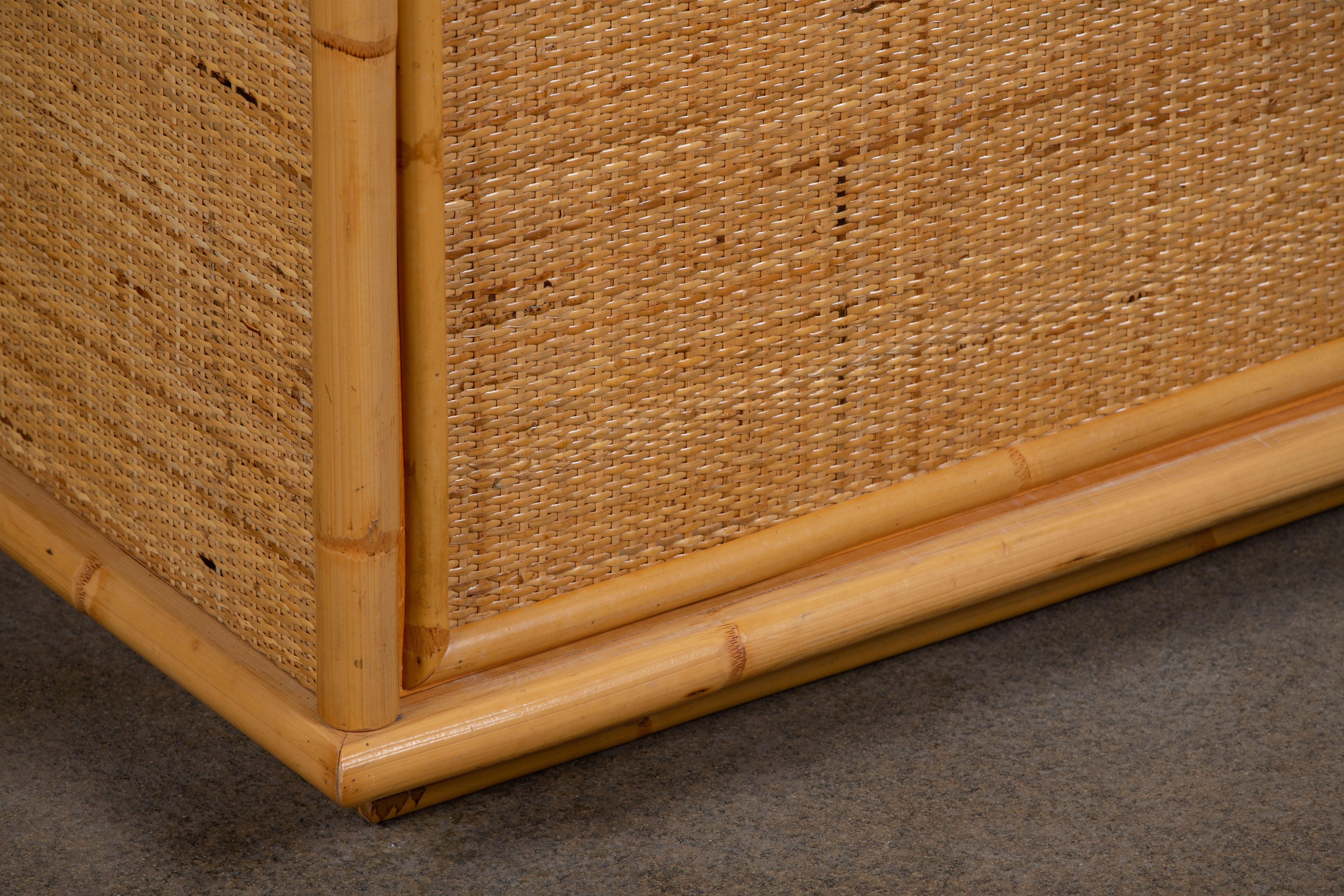 Bamboo/Rattan and Brass Wardrobe by Dal Vera, Italy, 1970s In Good Condition In Wiesbaden, DE