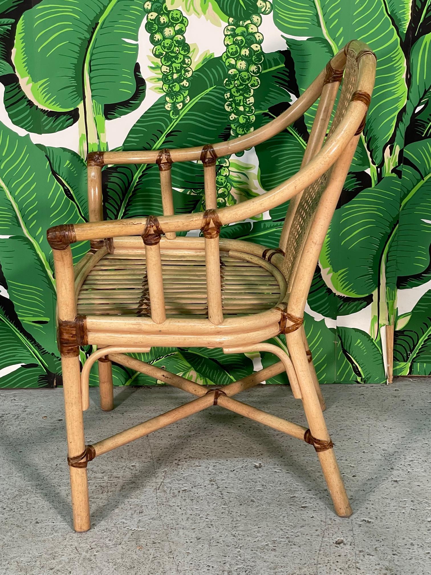 Bamboo Rattan and Cane Dining Chairs by Drexel Heritage In Good Condition For Sale In Jacksonville, FL