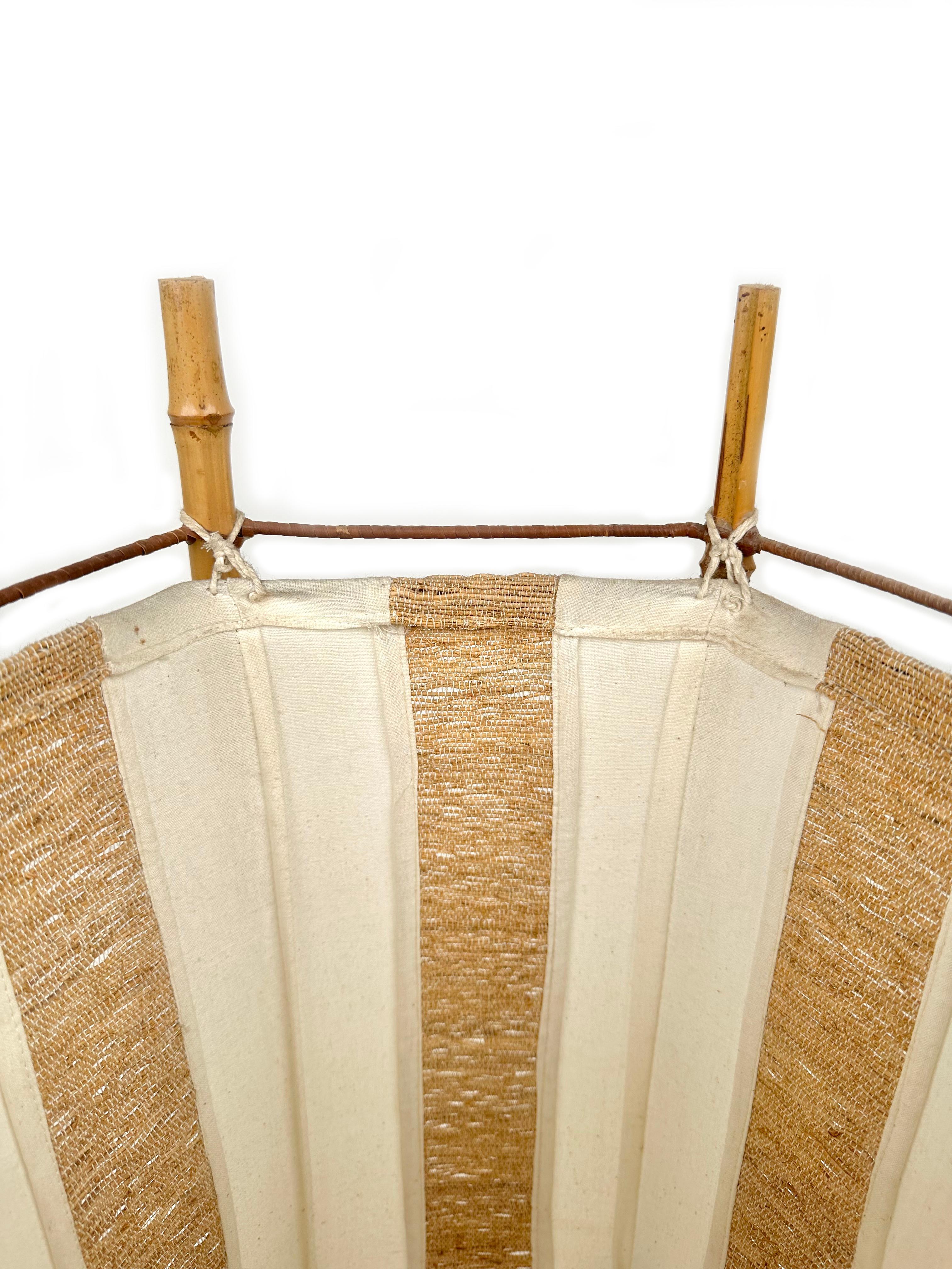 Bamboo, Rattan and Cotton Table or Floor Lamp Louis Sognot style, Italy 1960s For Sale 7