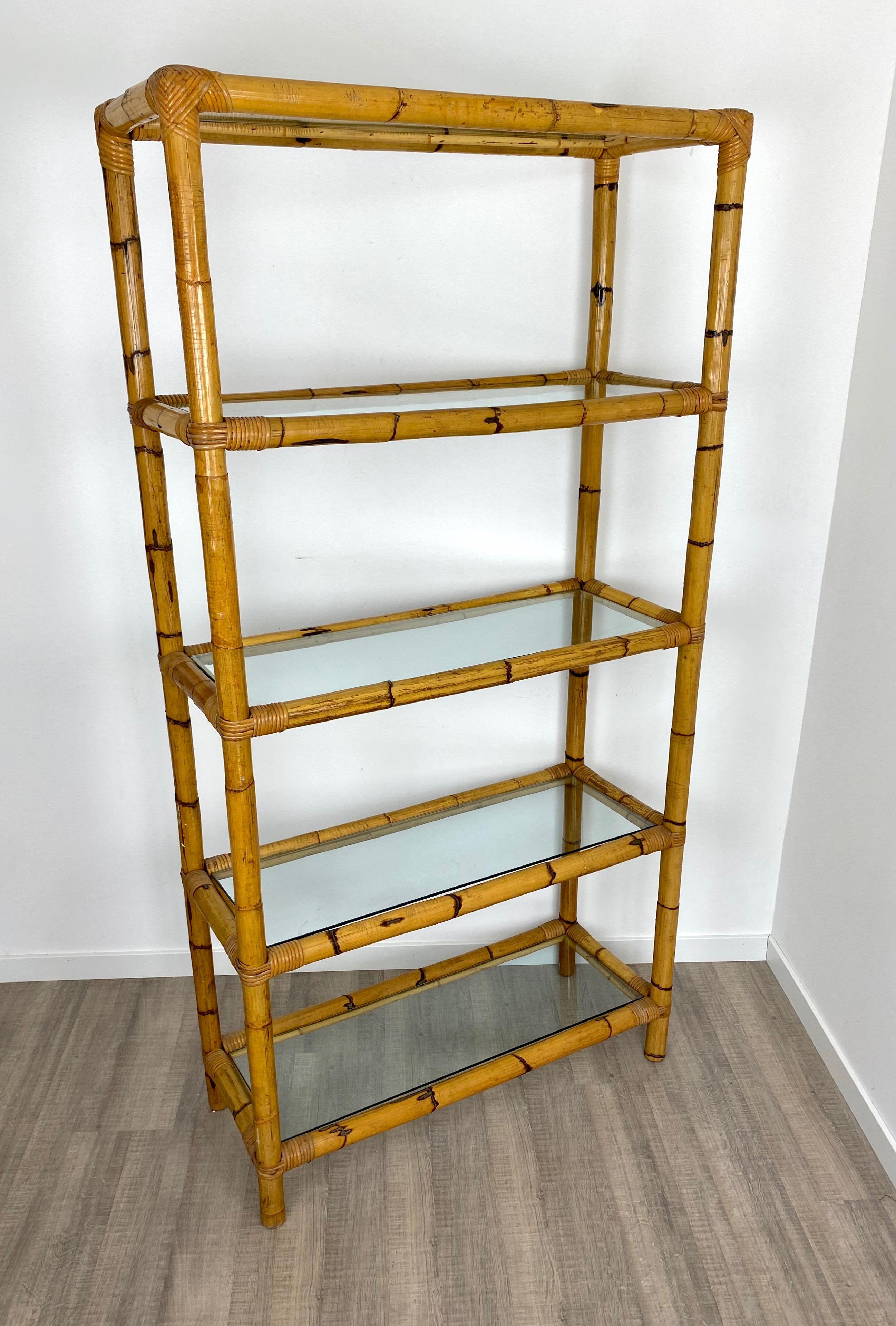 vintage bamboo bookcase