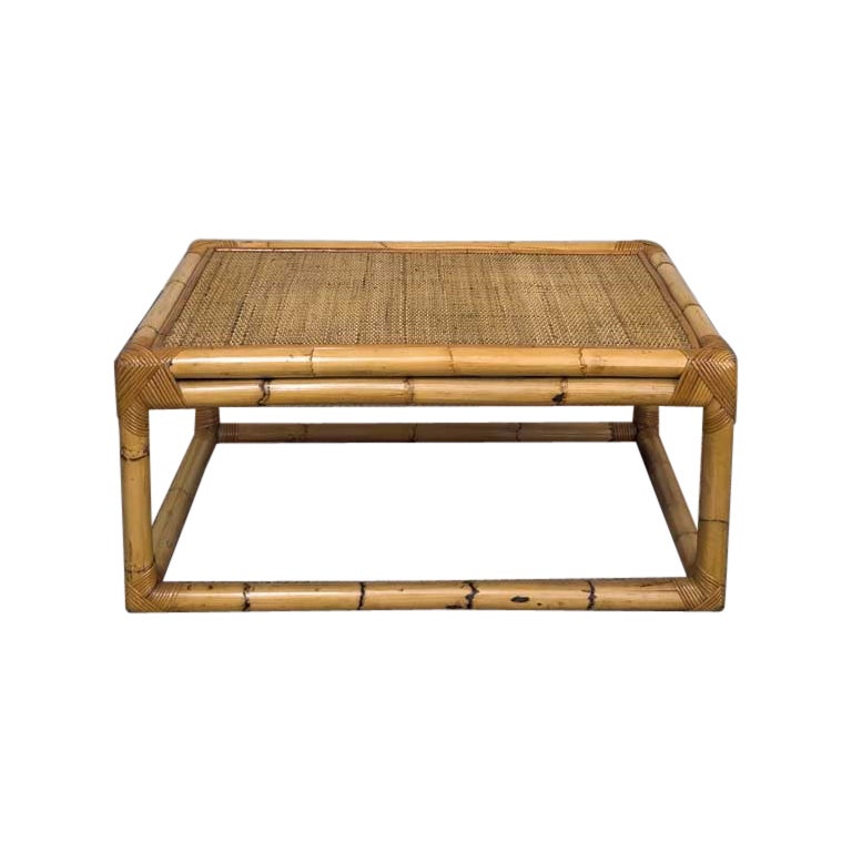 Bamboo, Rattan and Wicker Coffee Table – 1960s en vente
