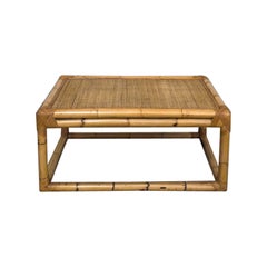 Bamboo, Rattan and Wicker Coffee Table – 1960s