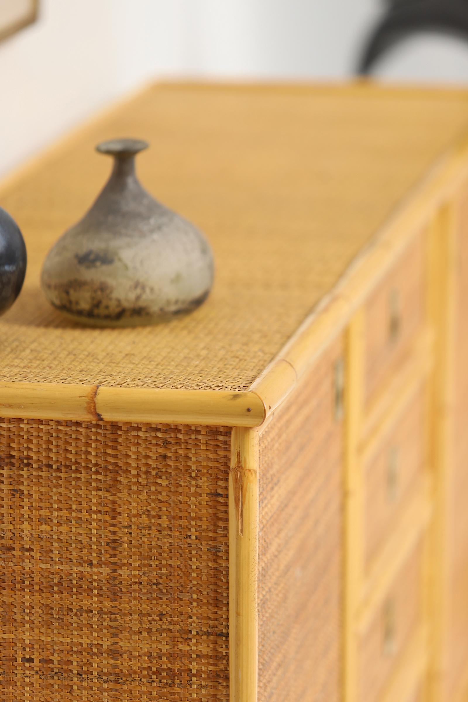 Bamboo, Rattan and Wicker Sideboard by Dal Vera, Italy 1970s 2