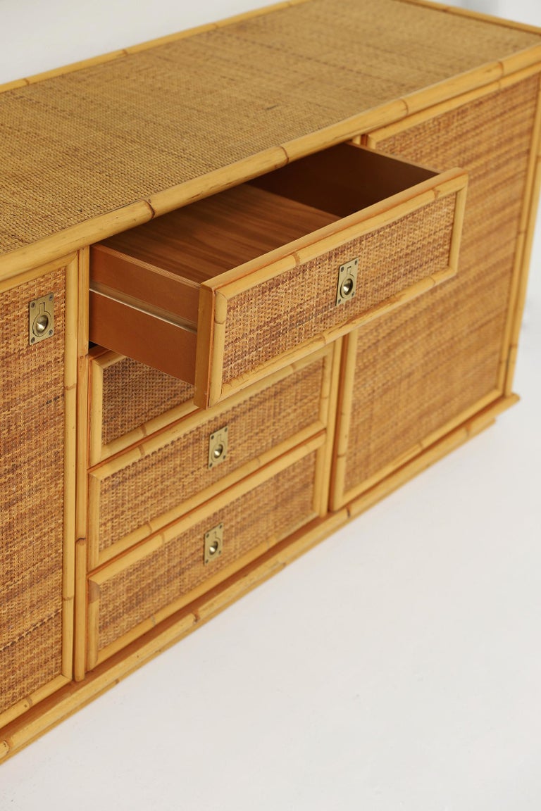 Bamboo, Rattan and Wicker Sideboard by Dal Vera, Italy 1970s at 1stDibs