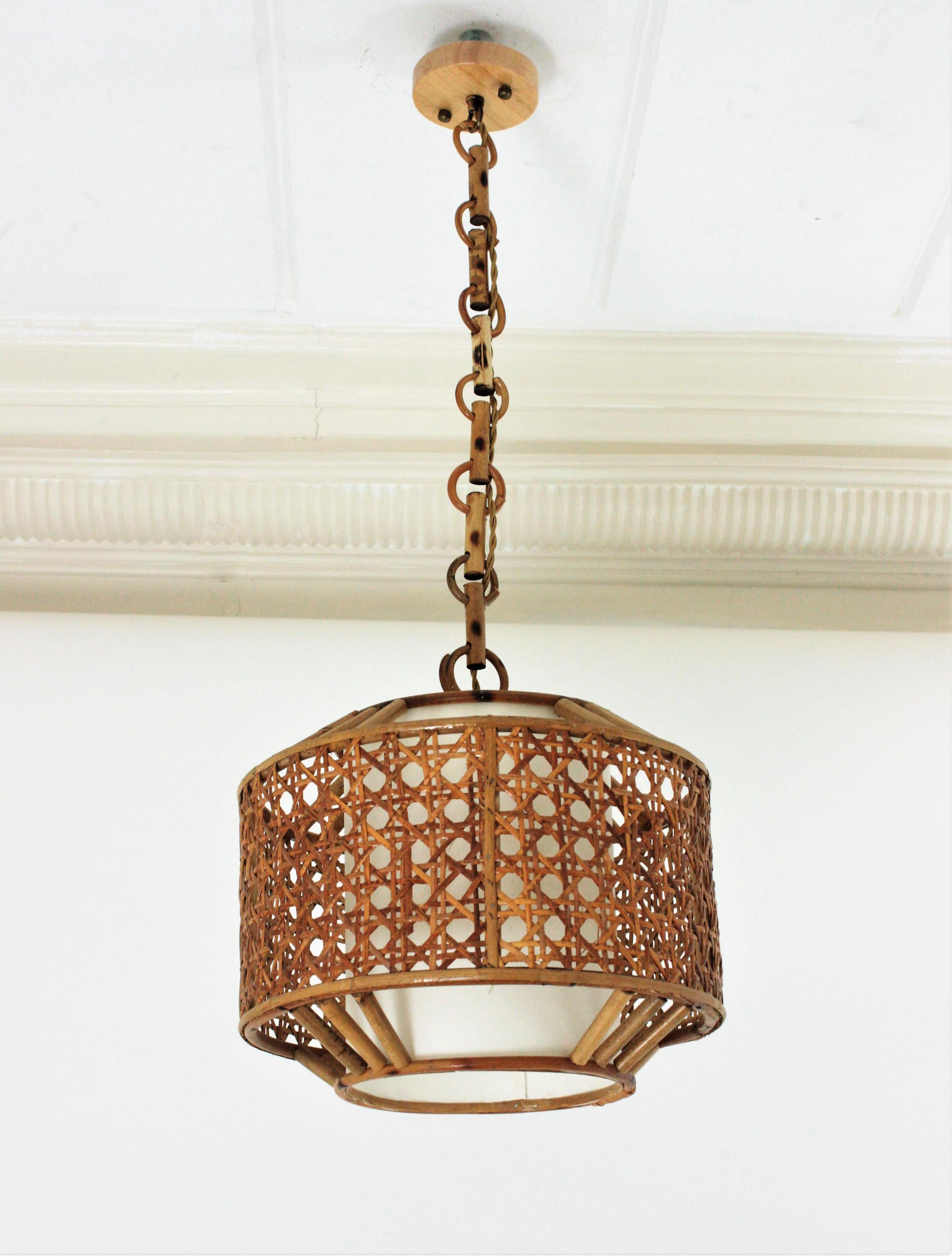 rattan drum light fixture