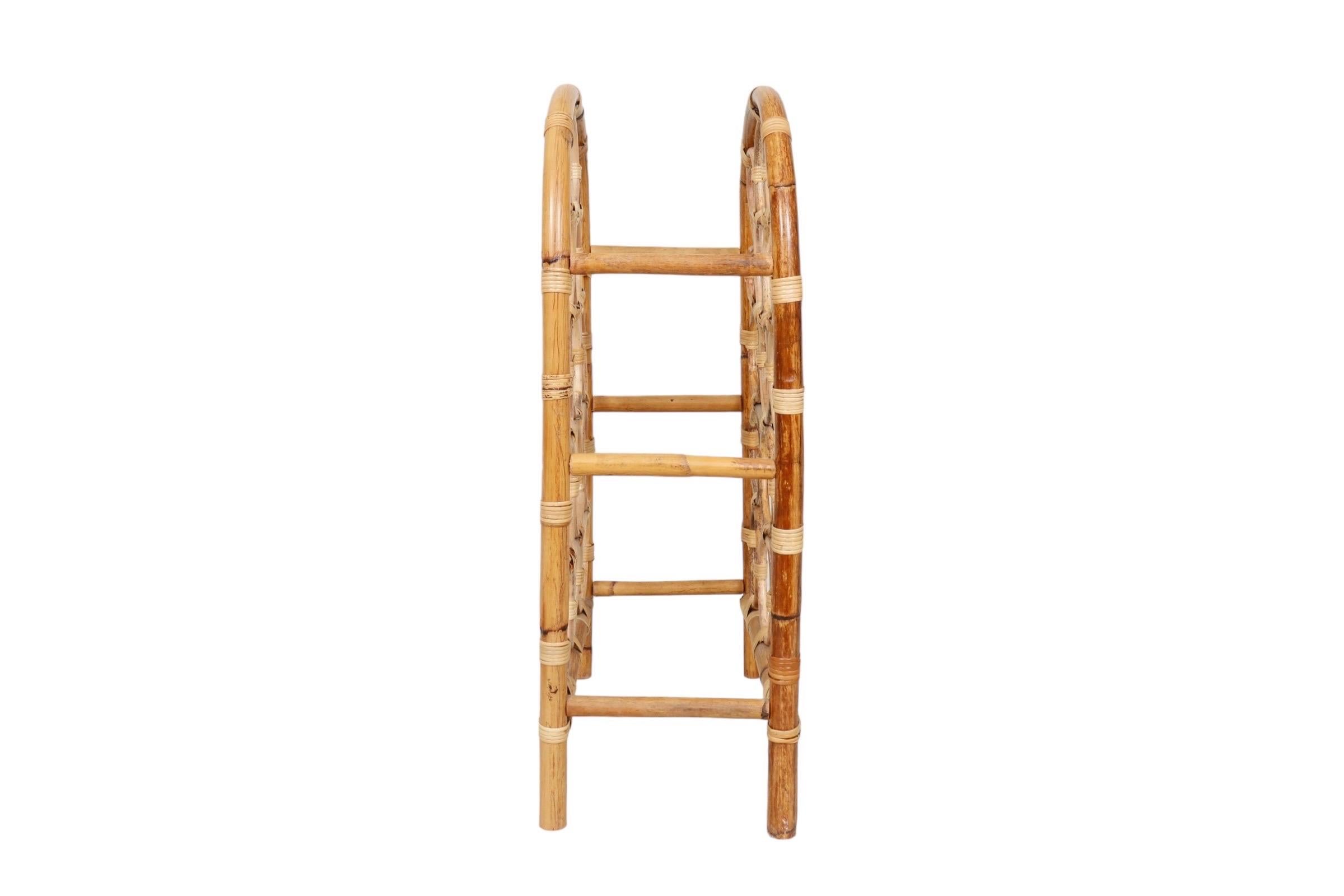 Bamboo & Rattan Arch Shaped Wine Rack In Good Condition For Sale In Bradenton, FL