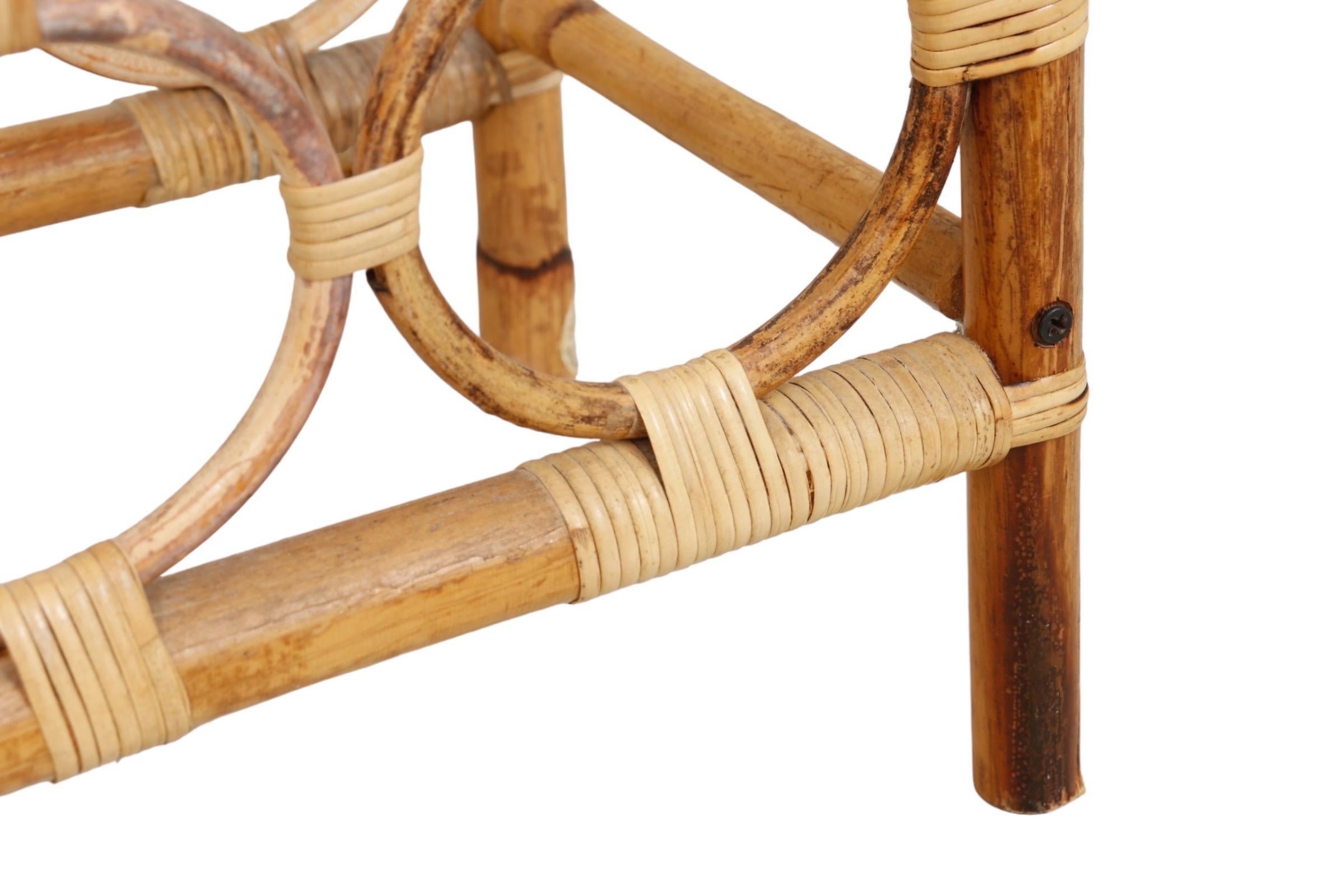 Bamboo & Rattan Arch Shaped Wine Rack For Sale 3
