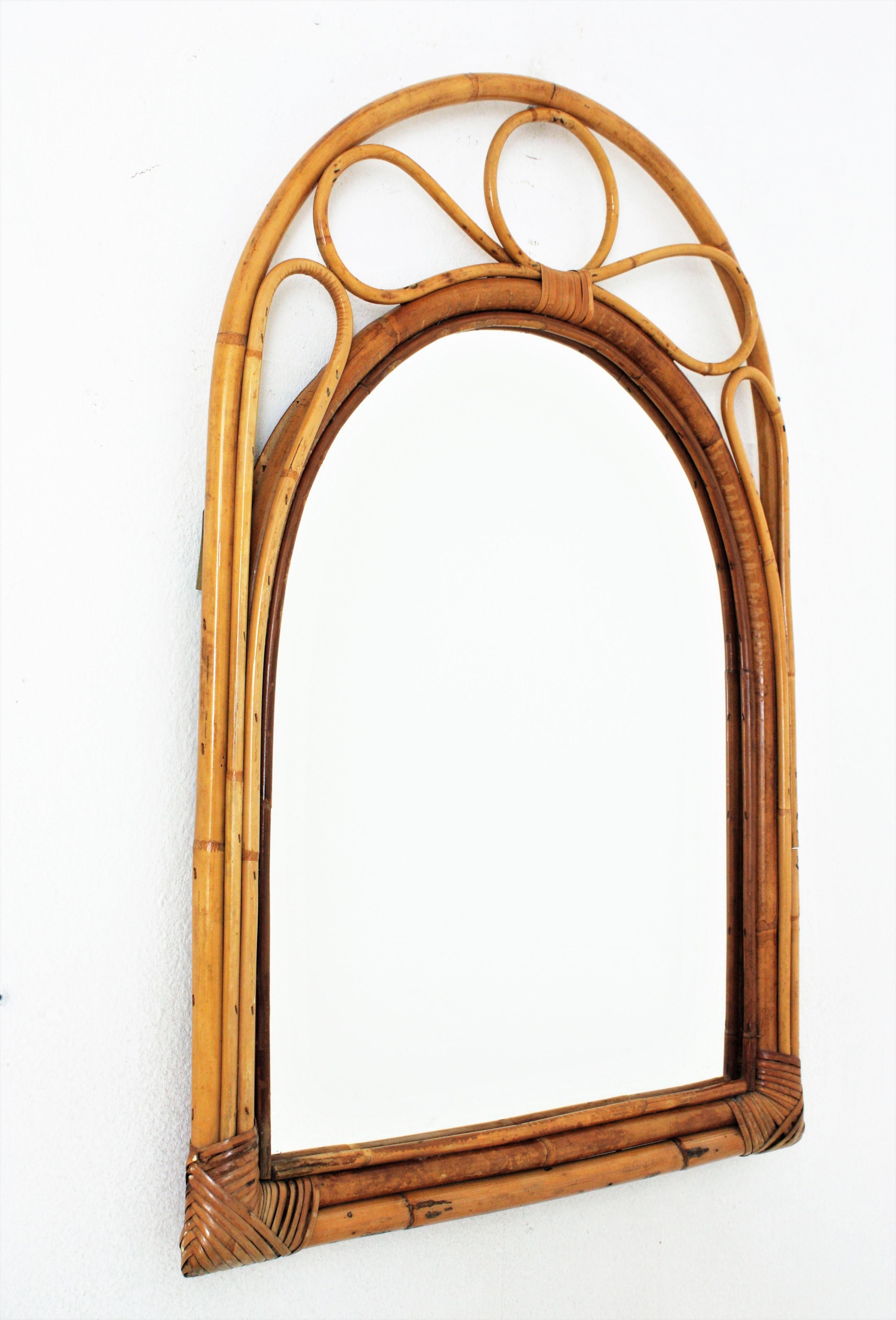 large mirror with curved top