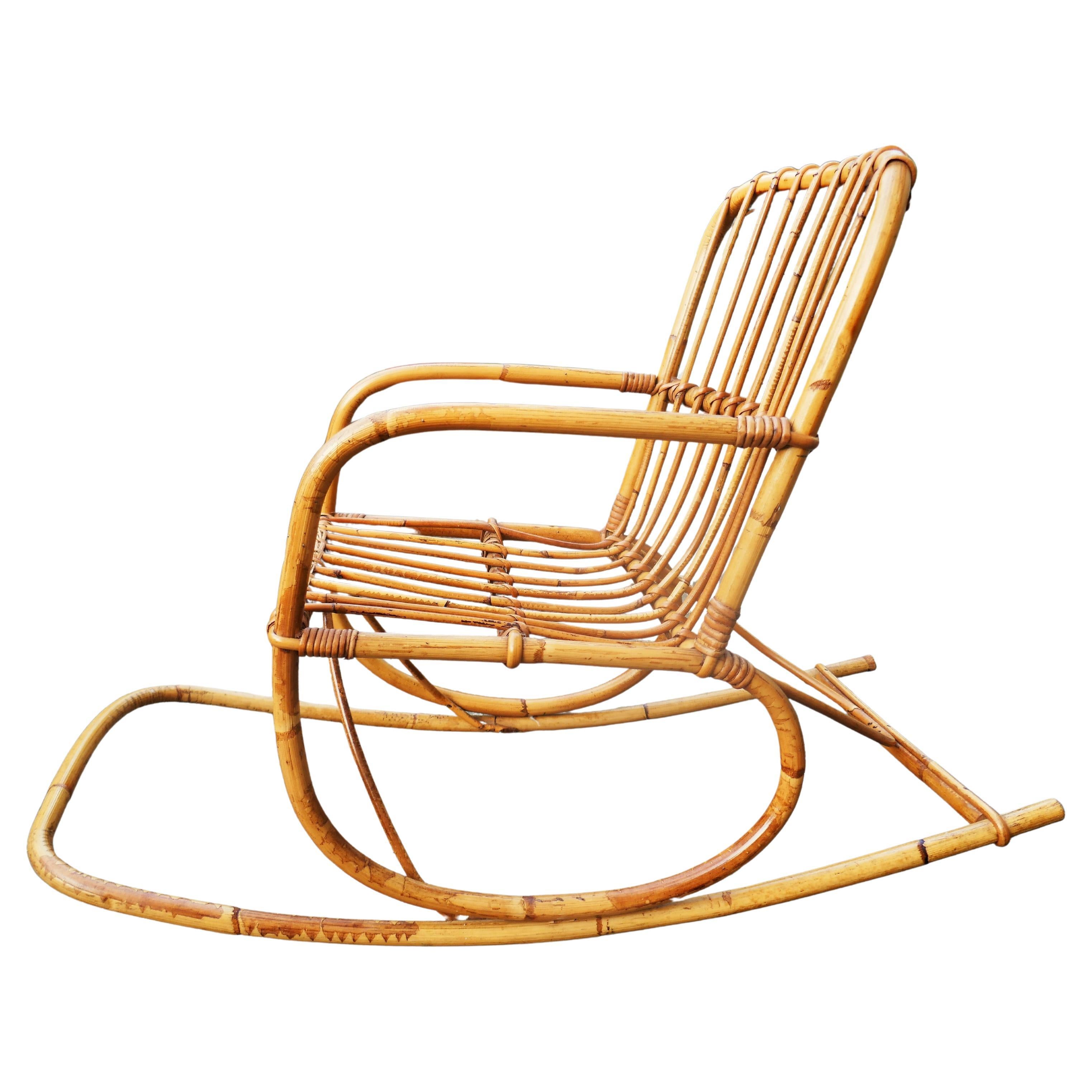 Bamboo rattan baby rocking chair in vendita 2