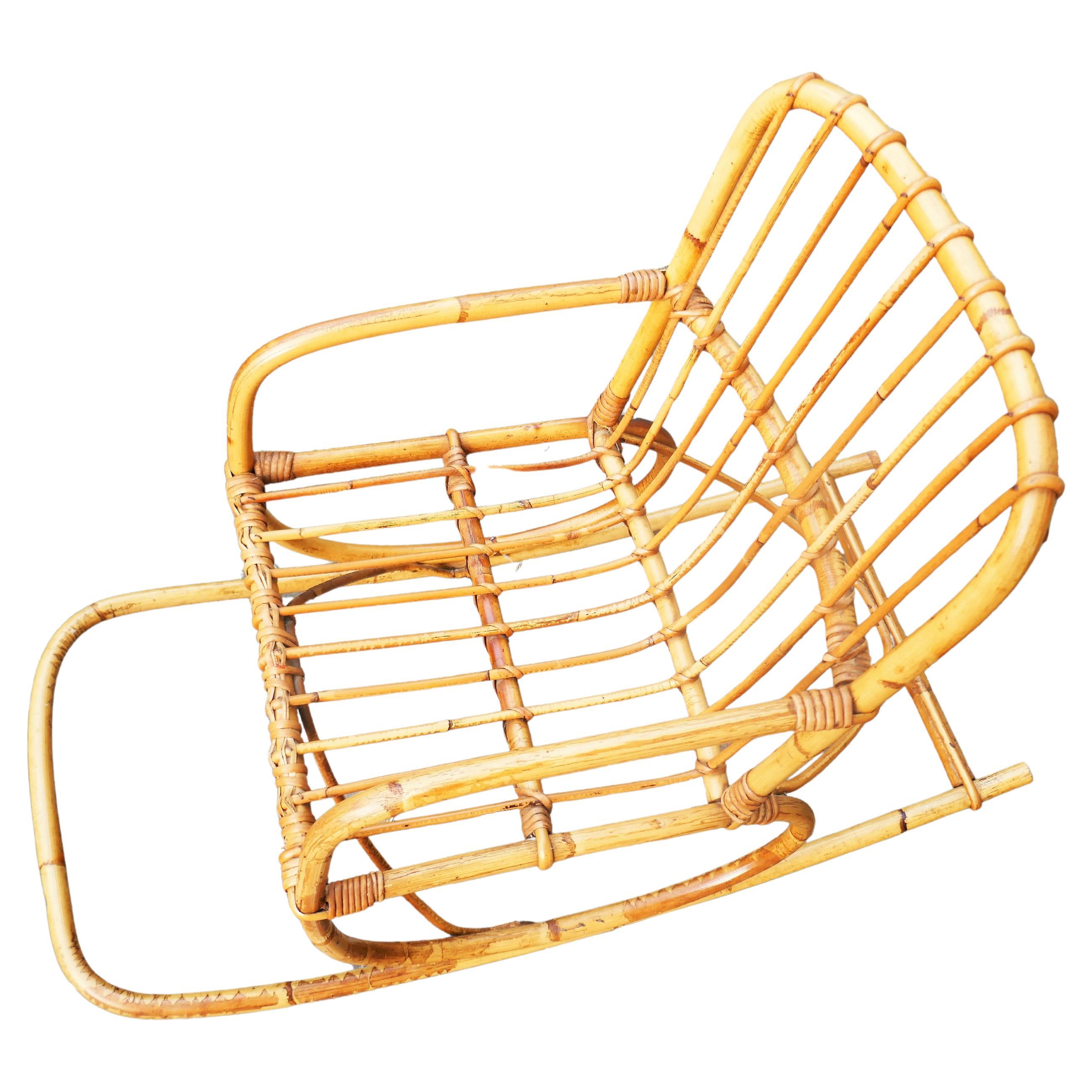 Bamboo rattan baby rocking chair in vendita 3